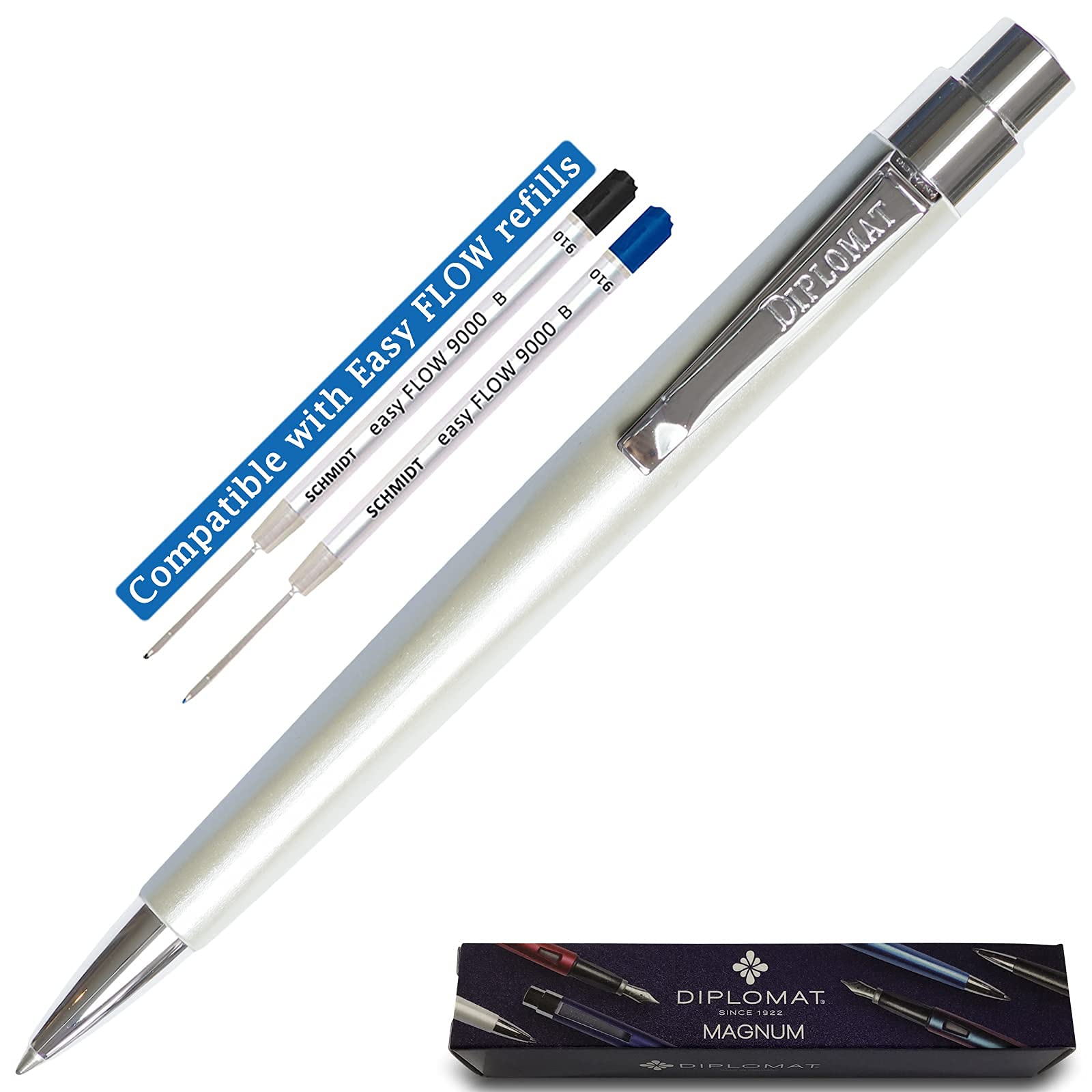 Lanier Pens Diplomat Magnum Pearl White Ballpoint Pen Set - Premium Writing Gift for Professionals, Students & Office Use