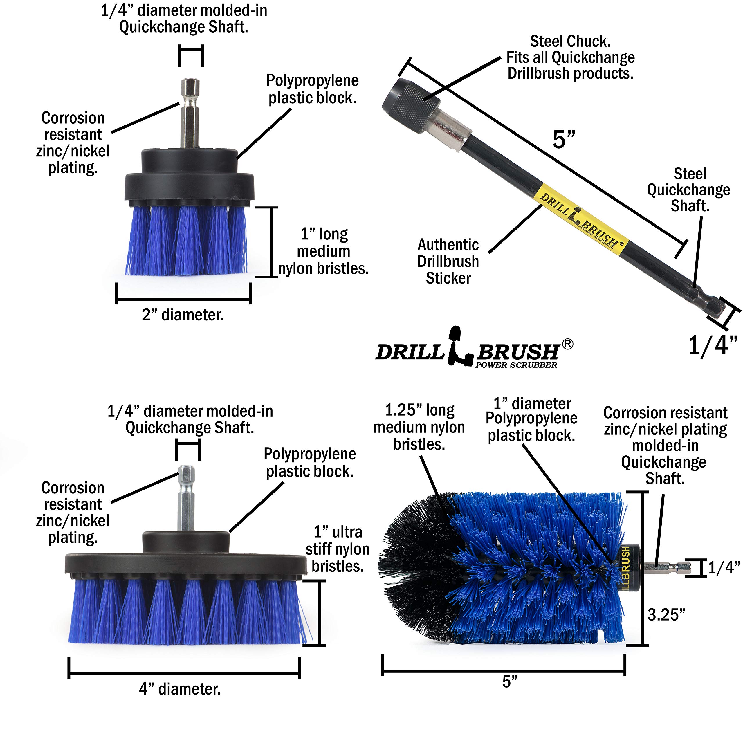 Premium Aquatic Cleaning Brush Set - Medium Stiffness Blue Brushes with Long Reach Extension - Fish Tank, Aquarium, Boat & Hull Cleaning Kit - Durable Scrub Brushes for Home & Marine Use - Perfect for Glass Tanks, Decks & Watercraft Maintenance