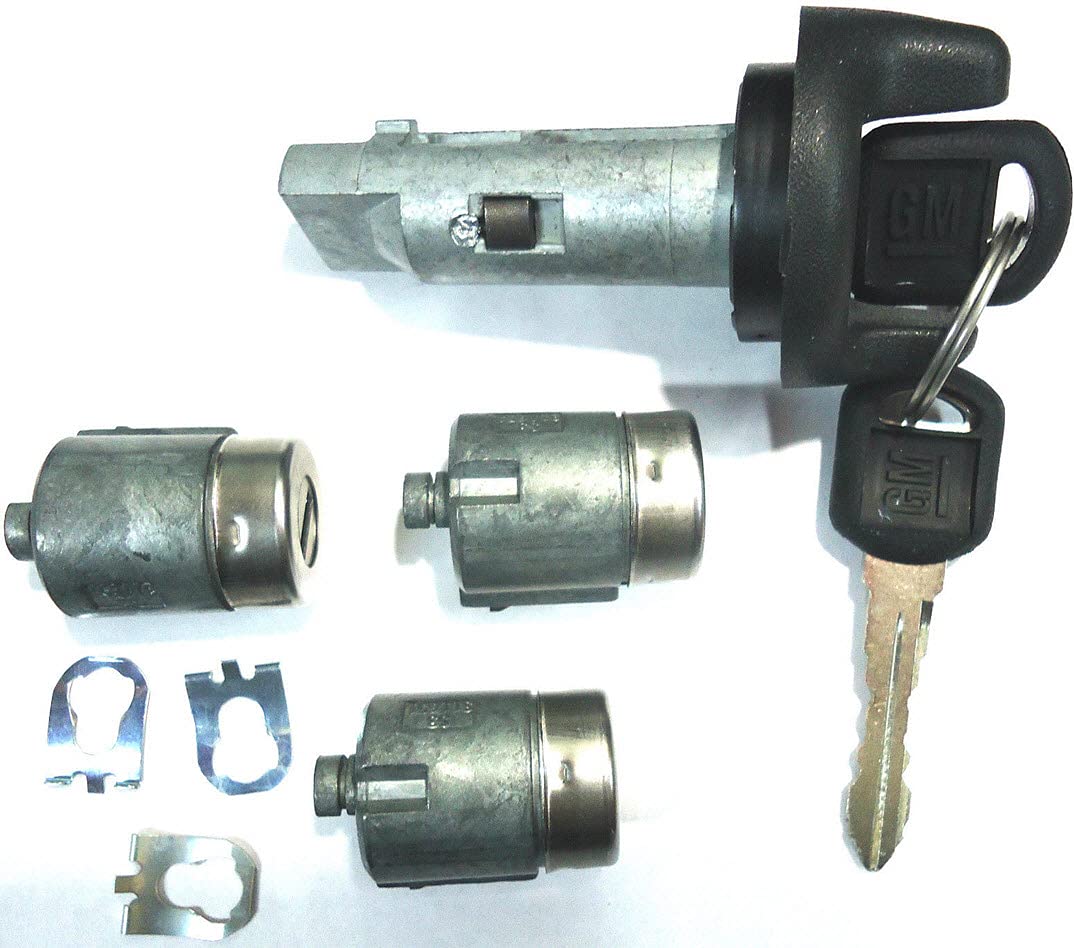 Chevy GMC OEM 95-97 Ignition Key Switch Cylinder & Door Lock Set with 2 Keys - Replacement for Chevy Silverado, GMC Sierra, Tahoe, Suburban - Perfect for Car Lock Repair & Key Replacement