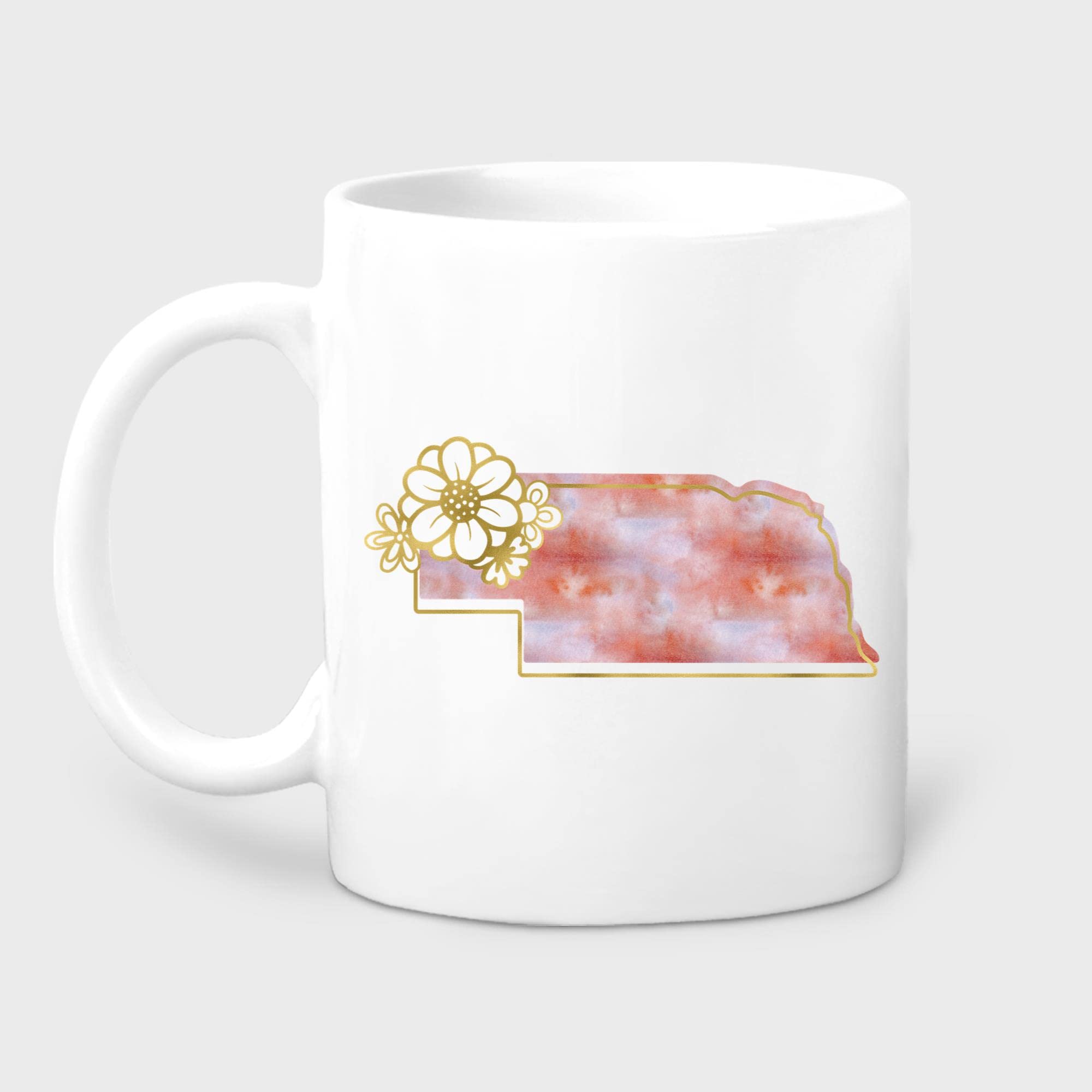 Uala Rogo Nebraska States Coffee Mug - 11oz Ceramic Travel Mug for Hot & Cold Drinks, Perfect Gift for Coffee Lovers, Office Use & Road Trips