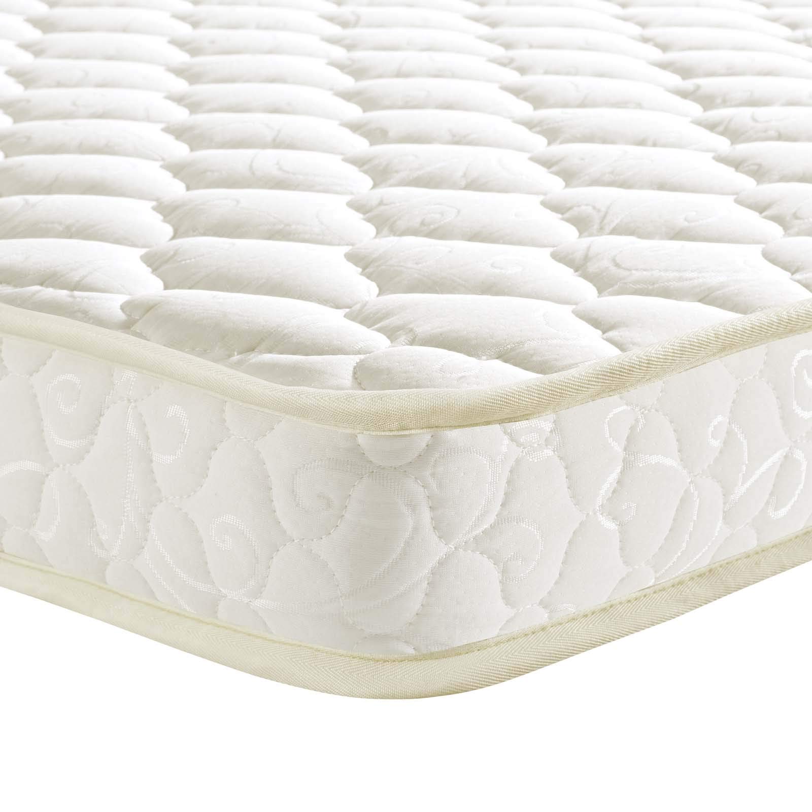 Modern Contemporary Urban Design Twin Size 6-inch Mattress - Breathable Fabric, White - Perfect for Small Bedrooms, Guest Rooms & Dorm Rooms