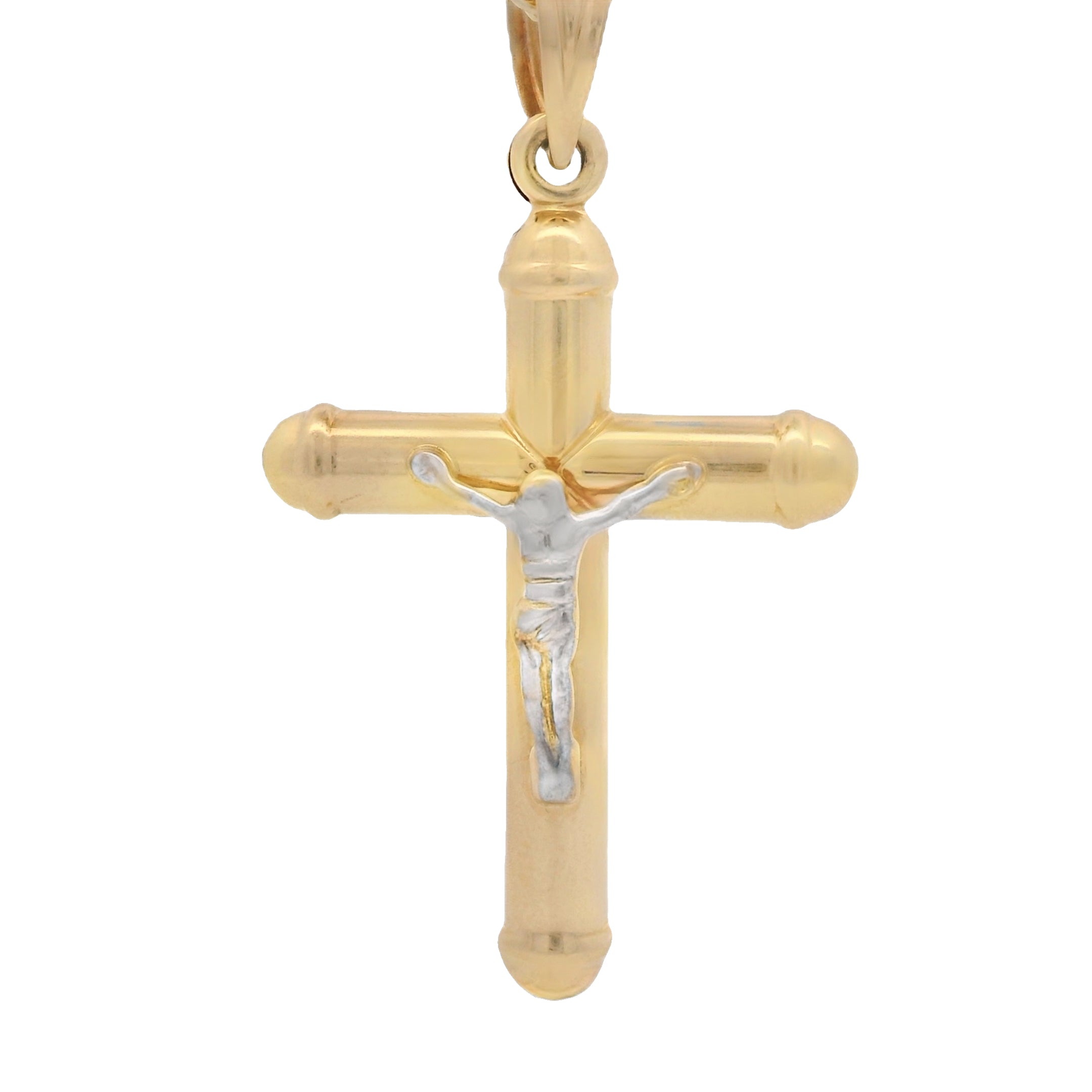 14K Gold Cross Pendant with Hollow Rope Chain - 22 Inch Religious Jewelry for Men & Women - Perfect for Gifts, Church, Weddings & Everyday Wear | JTJ™