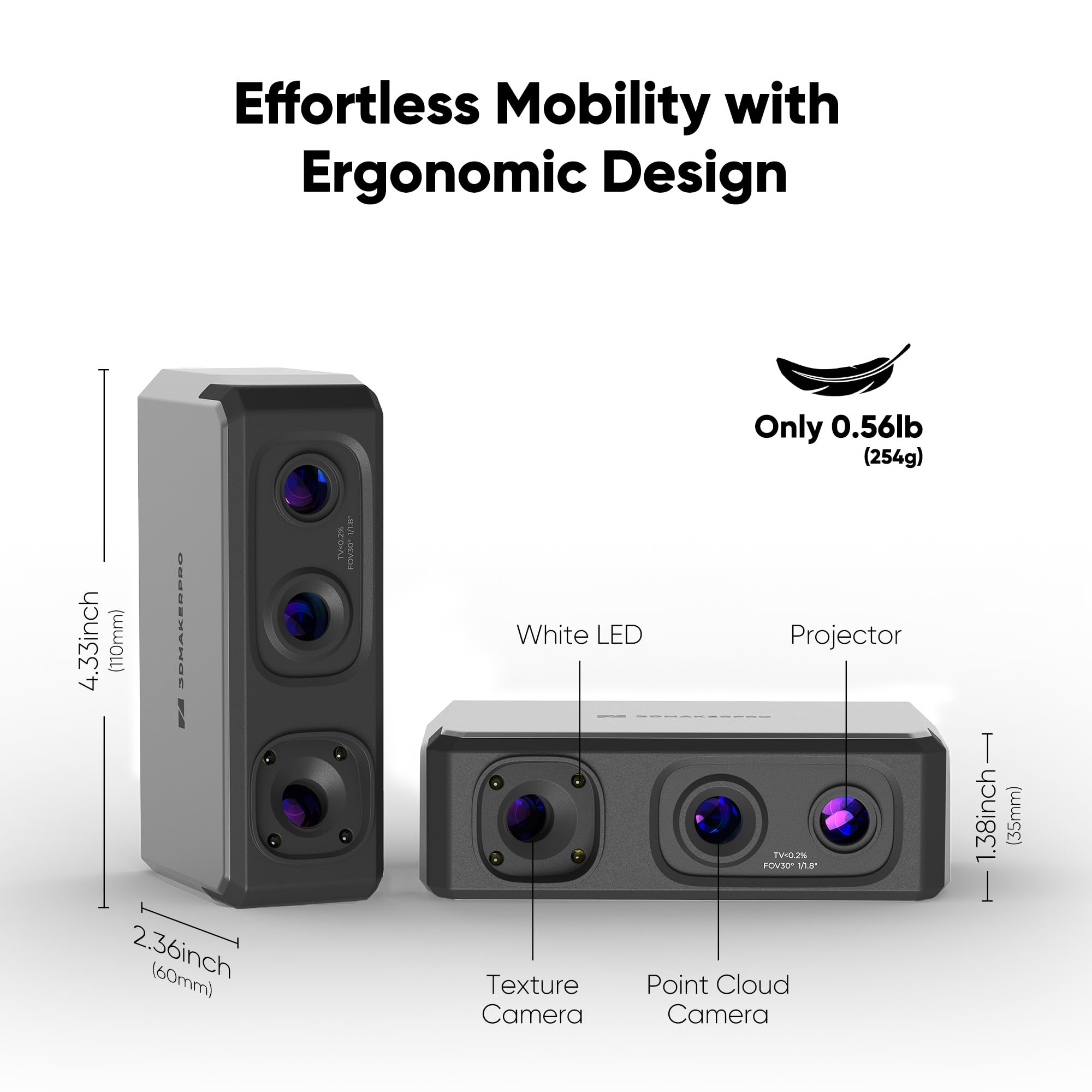 Seal 3D Scanner - High Precision Handheld 3D Scanner with 0.01mm Accuracy, 24-bit Color Camera & Anti-Shake Lenses | Compact Design, 10FPS Scanning Speed for 3D Printing, Reverse Engineering & Product Design | Perfect for Professionals & Hobbyists