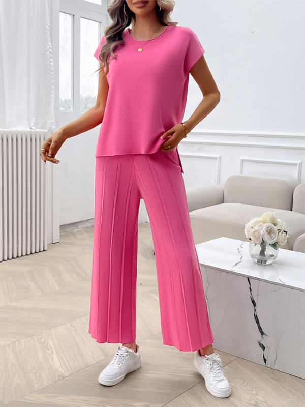 Comfortable Women's Casual Beige Two Piece Outfit Set - Lounge Wear, Summer Vacation, Weekend Brunch Outfits