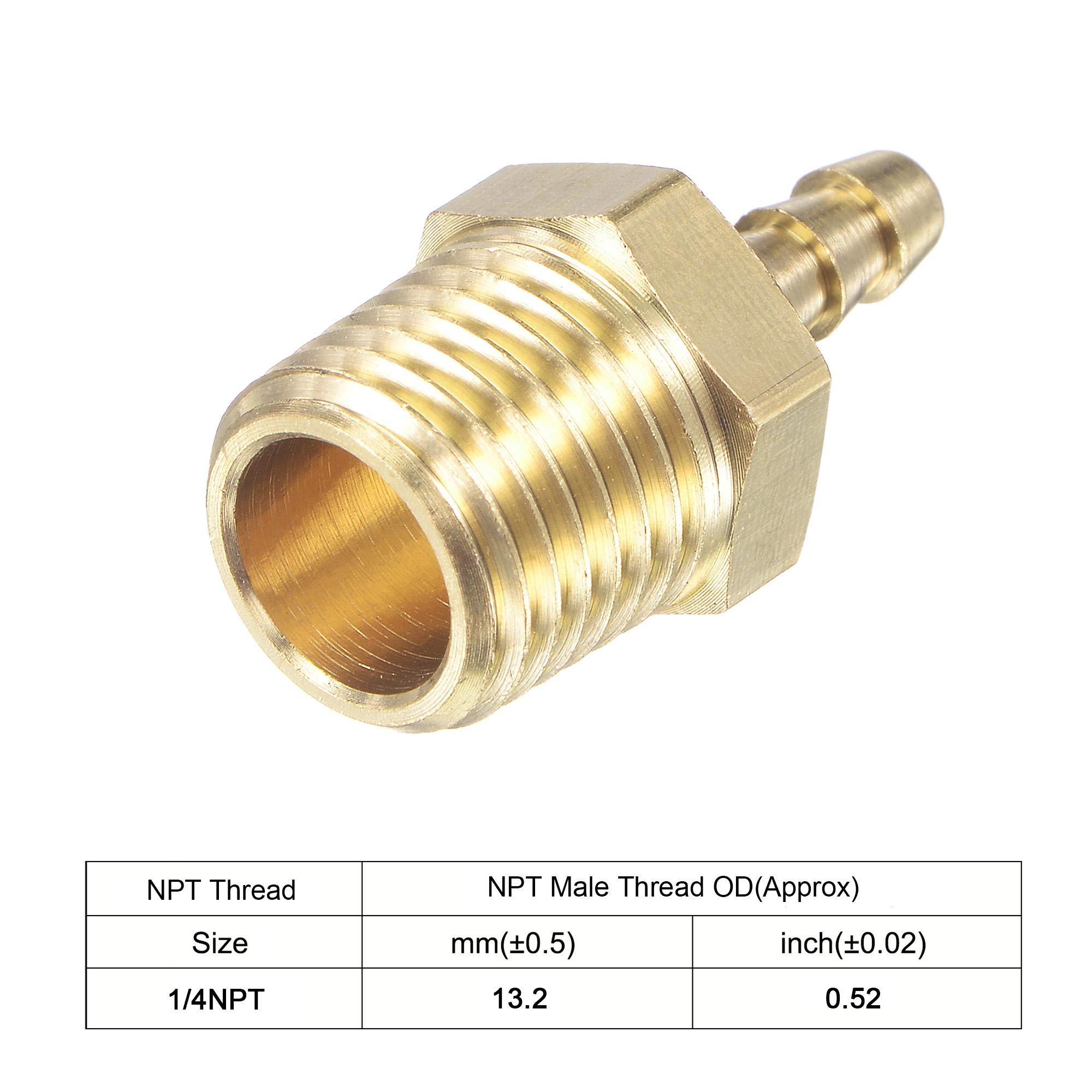 uxcell 3/16 Inch Brass Hose Barb Fitting with 1/4 Inch NPT Male Thread - Water, Air, Fuel Pipe Connector for Plumbing, Automotive & Industrial Applications