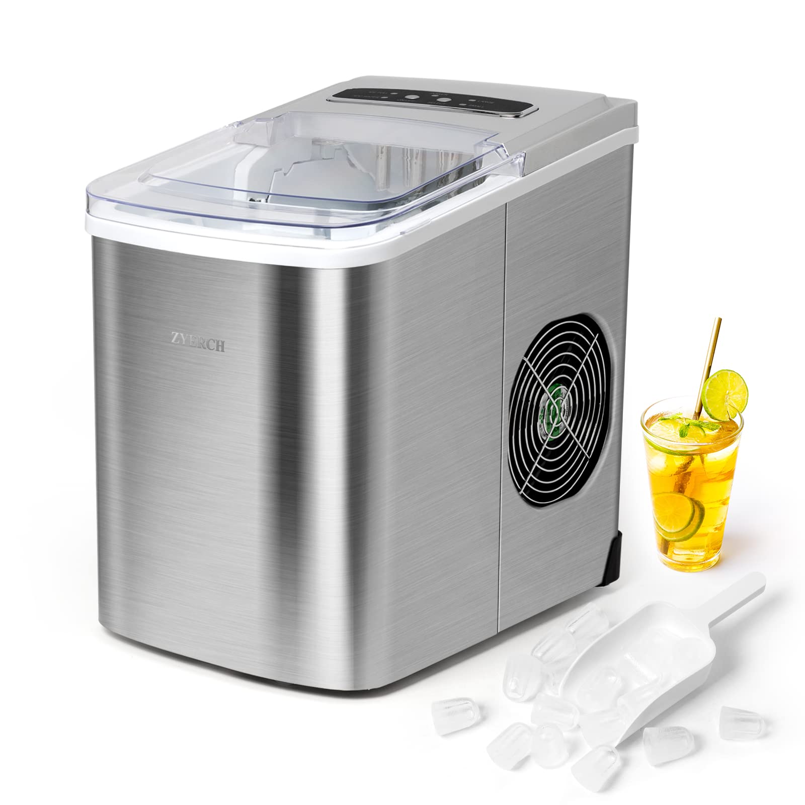 Portable Ice Maker Machine - 26lbs Daily Output, Large & Small Ice Cube Options, Easy to Clean Countertop Ice Maker for Home, Office, Party & Outdoor Use - Perfect for Cocktails, Beverages & Summer Entertaining