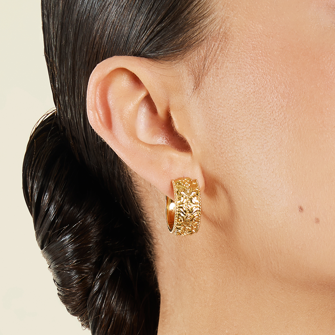 Palais Statement Hoops - Elegant Gold-Tone Earrings for Women | Perfect for Parties, Weddings & Special Occasions