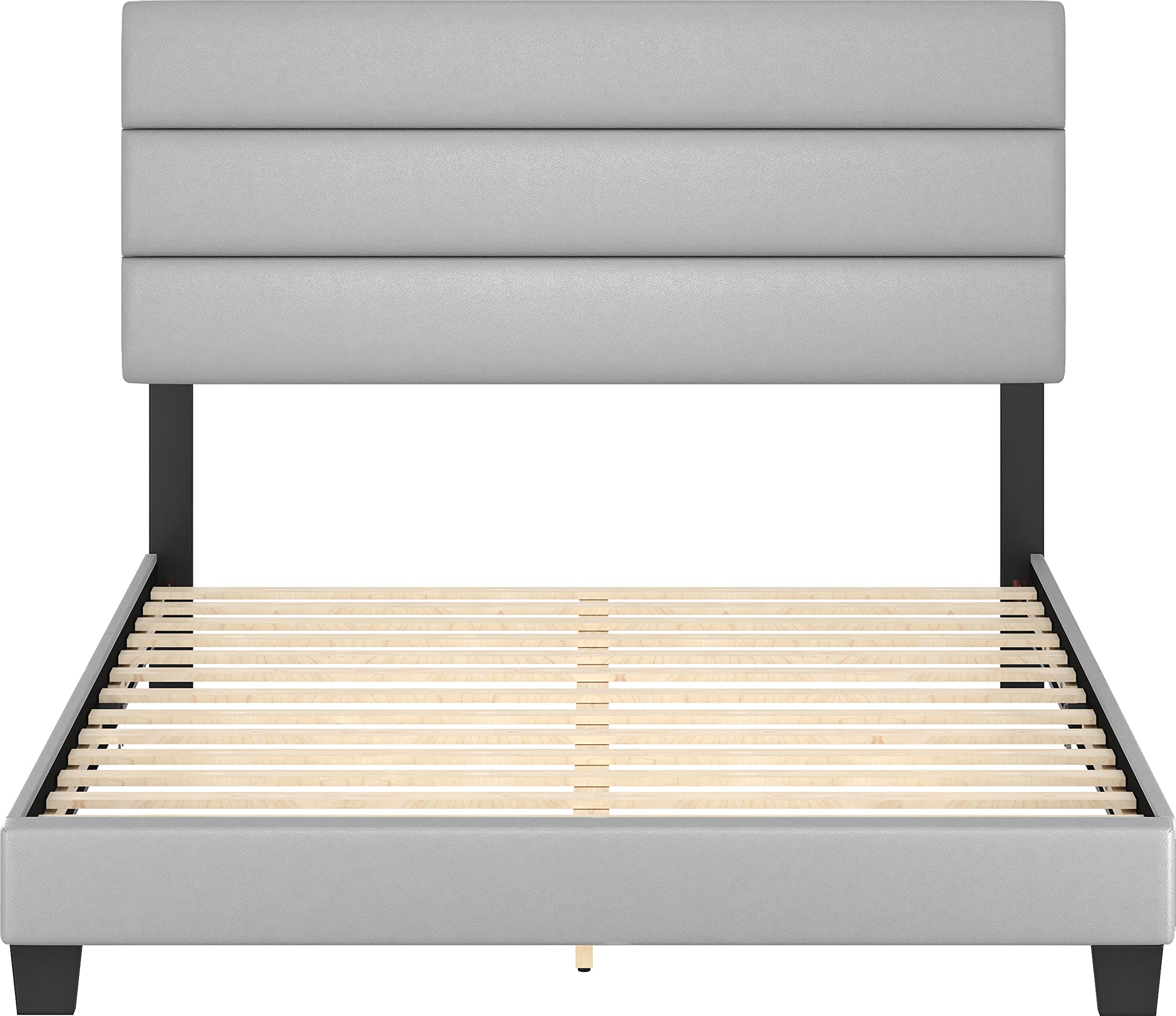 Boyd Sleep Piedmont Gray Vegan Leather Queen Size Platform Bed Frame with Adjustable Headboard - No Box Spring Needed, Easy Assembly, Quiet & Sturdy Mattress Support for Modern Bedroom | Perfect for Master Bedrooms, Guest Rooms & Small Apartments