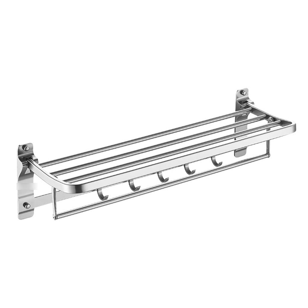 Silver Aluminum Bathroom Shelves & Towel Rack - Space Saving Hotel Style Bathroom Storage Organizer for Towels, Toiletries & Essentials | Perfect for Small Bathrooms, Apartments & Guest Rooms