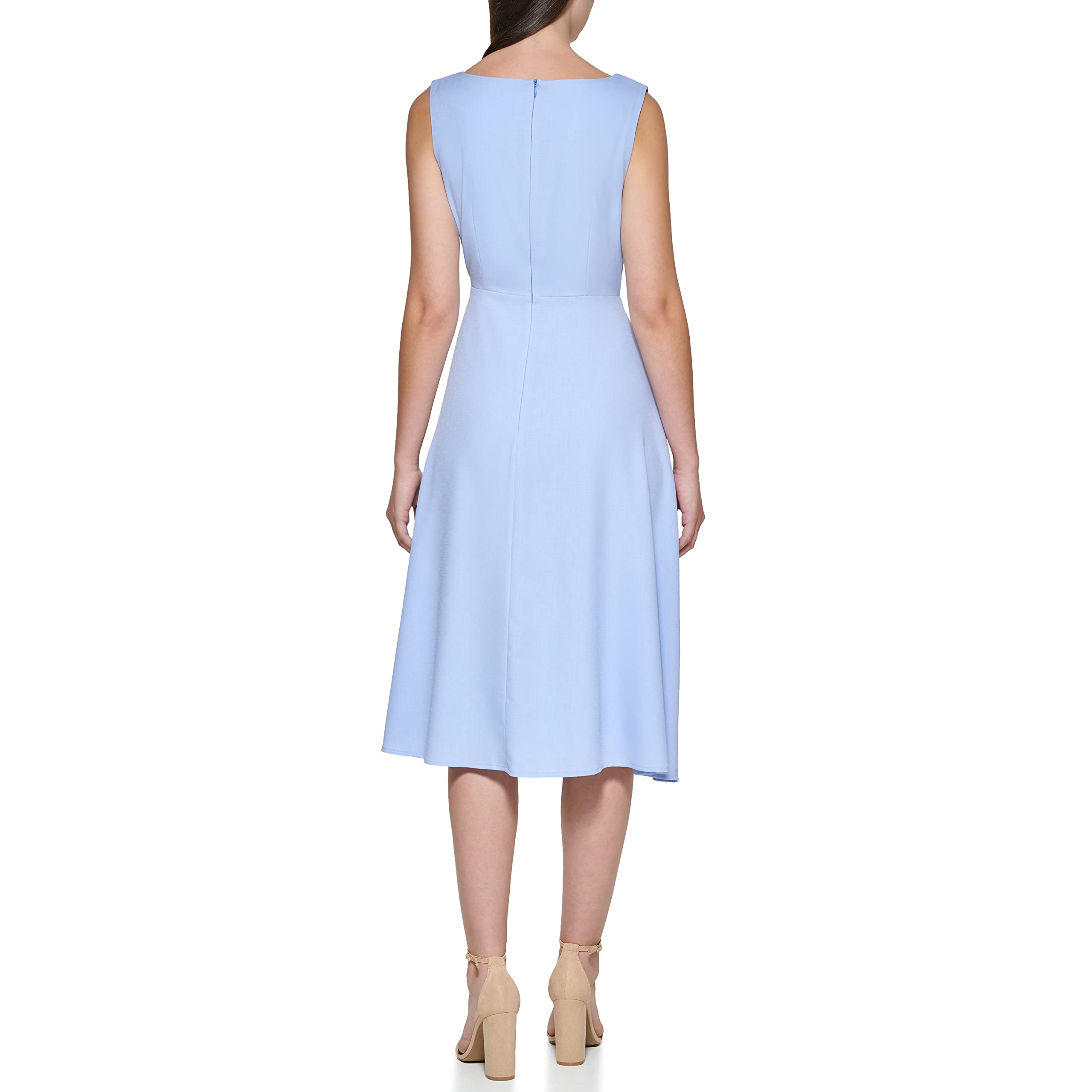 Kensie Women's Sleeveless Draped V-Neck Midi Dress - Elegant Summer Cocktail Party & Wedding Guest Outfit