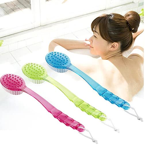 Majik Long Handle Back Body Scrub Brush with Loofah - Exfoliating Bath Brush for Deep Cleansing, Spa & Foot Massage - Perfect for Men & Women - Ideal for Shower, Bath & Self-Care Routines