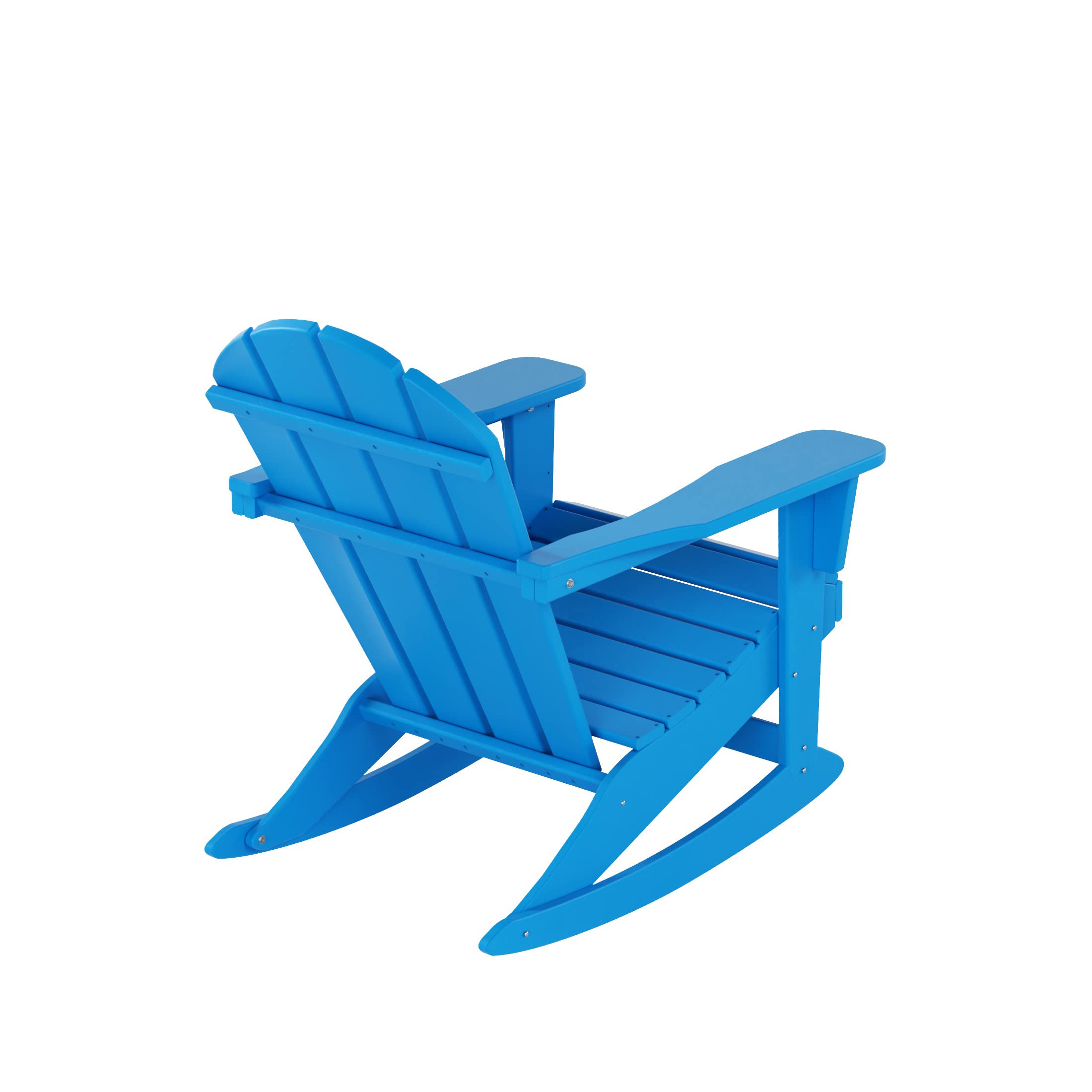 WO Home Furniture 3-Piece Patio Rocking Chair Set - Classic Outdoor Adirondack Rocker Chairs & Table in Pacific Blue - Perfect for Backyard, Garden, Porch & Poolside Relaxation