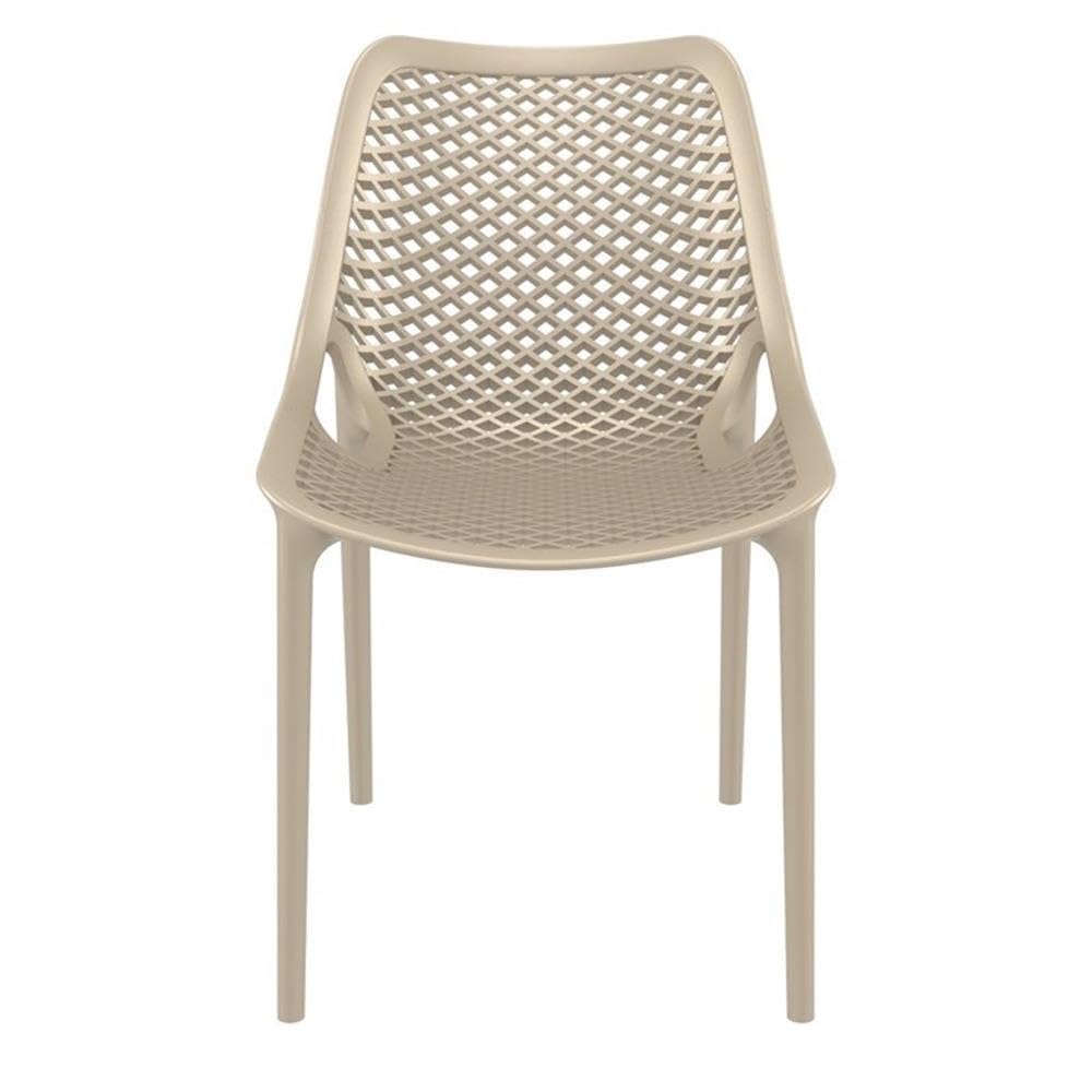 Taupe Outdoor Patio Dining Chairs Set of 2 - Weather-Resistant Comfortable Garden Chairs for Backyard, Poolside & Restaurant Use