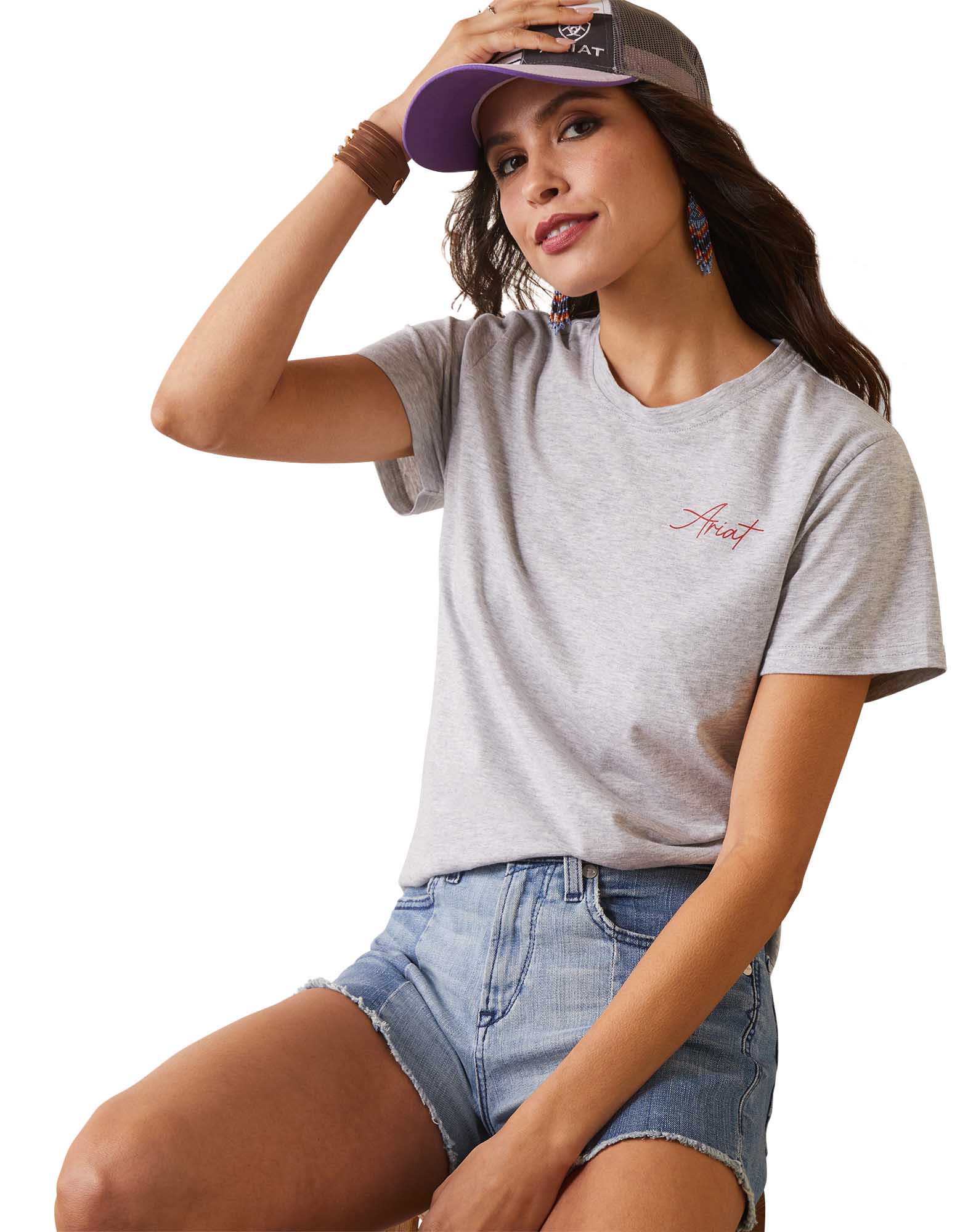 Ariat R.E.A.L. Cool Cow Print T-Shirt for Men & Women - Breathable Heather Gray Cotton Tee - Perfect for Ranch Work, Rodeo & Casual Wear