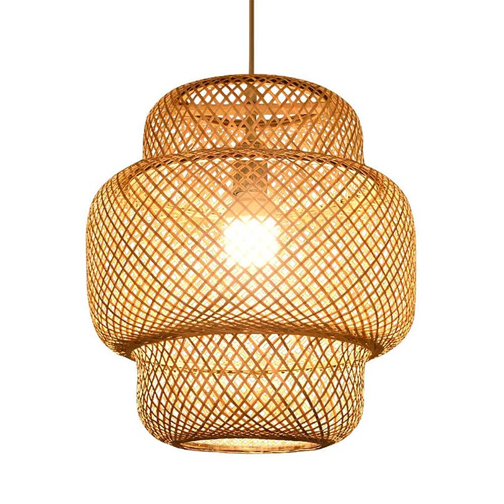 Handmade Woven Bamboo Chandelier - Southeast Asian Style Geometric Pendant Light with Natural Bamboo Lampshade | Perfect for Living Room, Bedroom, Restaurant & Cafe Decor | Eco-Friendly Ceiling Lighting Fixture for Boho, Tropical & Asian Inspired Interiors