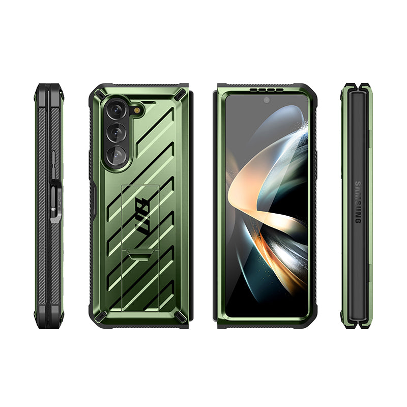 Samsung Galaxy Z Fold5 Unicorn Beetle Kickstand Case with Built-in Screen Protector - Dark Green | Heavy Duty Protection for Work, Travel & Everyday Use