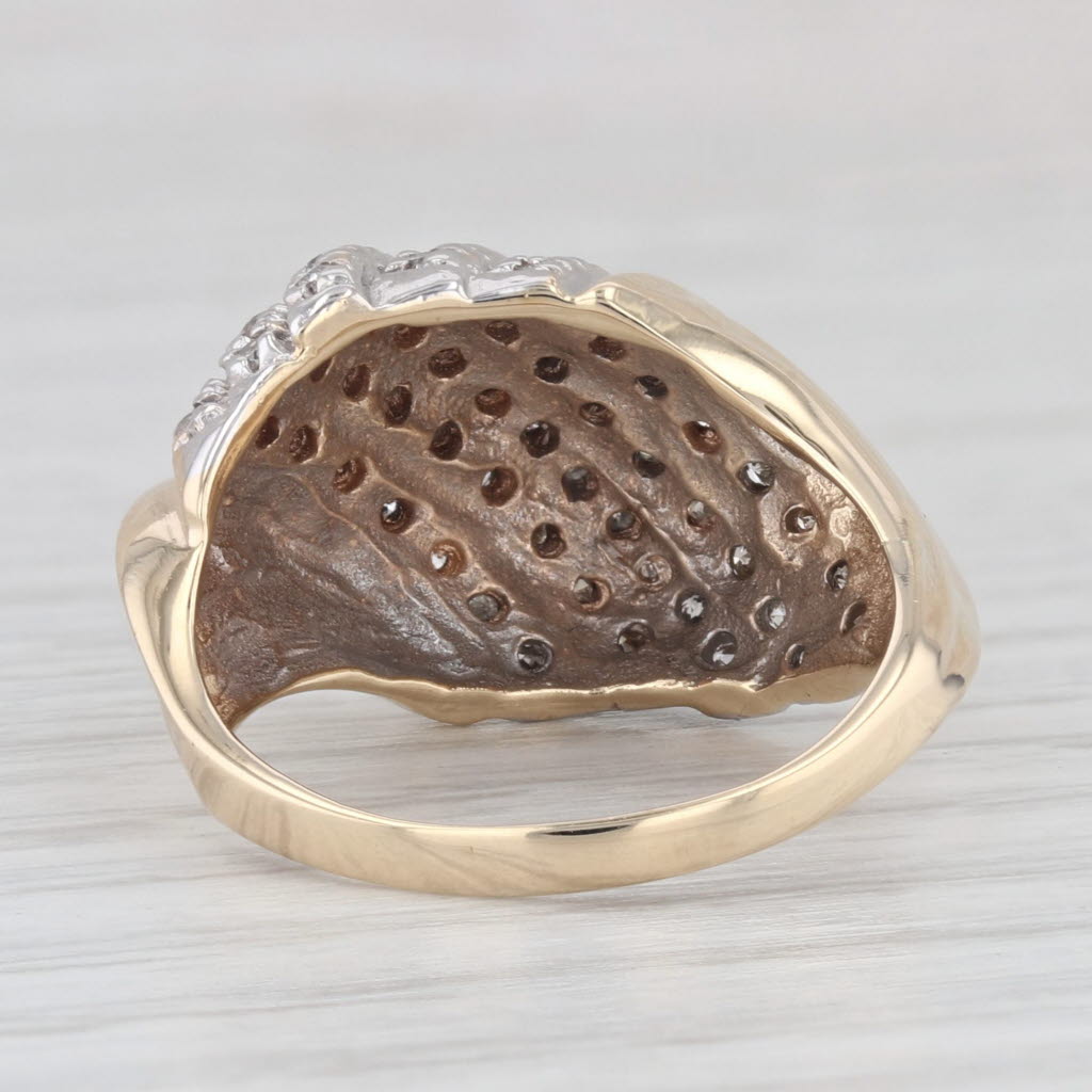 0.47ctw Scalloped Diamond Ring - 10k Yellow & White Gold - Size 7.25 - Elegant Wedding Band, Anniversary Gift for Her, Perfect for Special Occasions & Everyday Wear