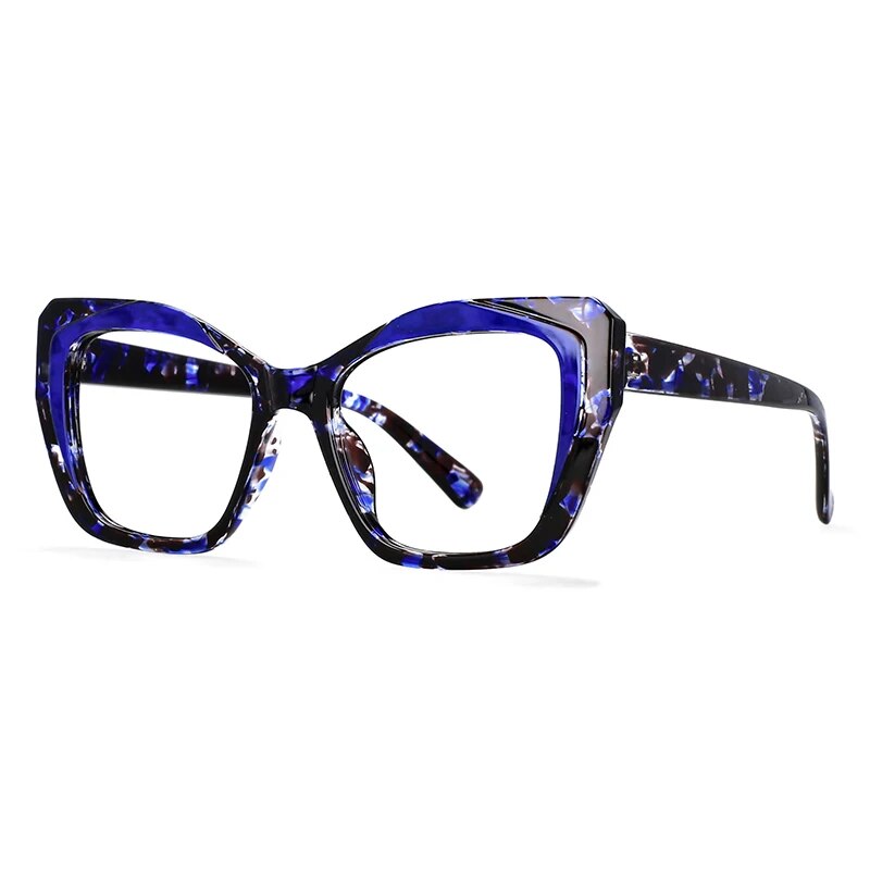 CCspace Women's Full Rim Square Cat Eye Titanium Eyeglasses Frame 56881 - Lightweight & Durable for Work, Reading & Fashion