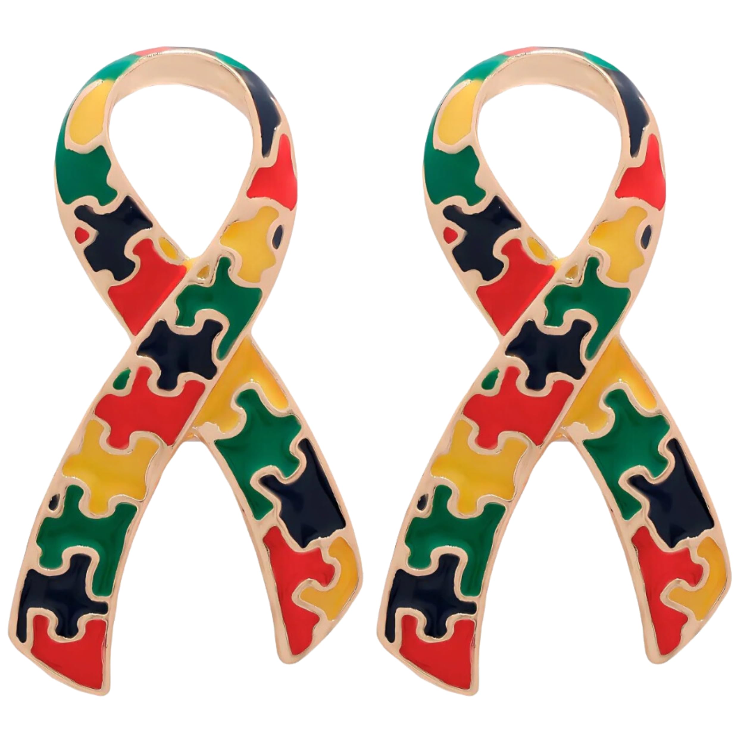 Autism Awareness Puzzle Ribbon Pin - Colorful Lapel Pin for Asperger's & Autism Support, Gifts, Fundraising | Wear for Events, School, Work & Awareness Campaigns