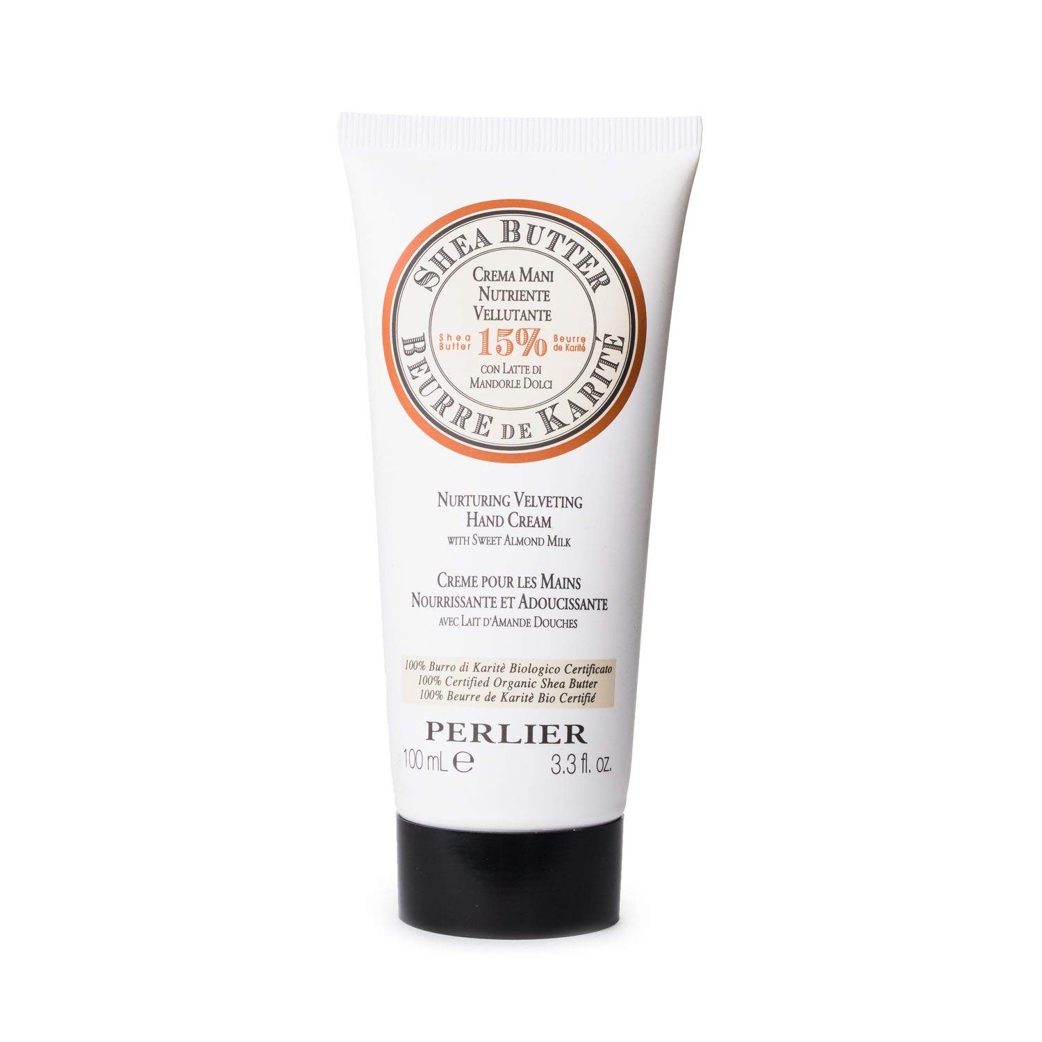Perlier Shea Butter & Sweet Almond Milk Hand Cream - 3.3 fl. oz. Ultra Moisturizing Hand Lotion for Dry Skin - Perfect for Winter Care, Office Use & Travel Essentials