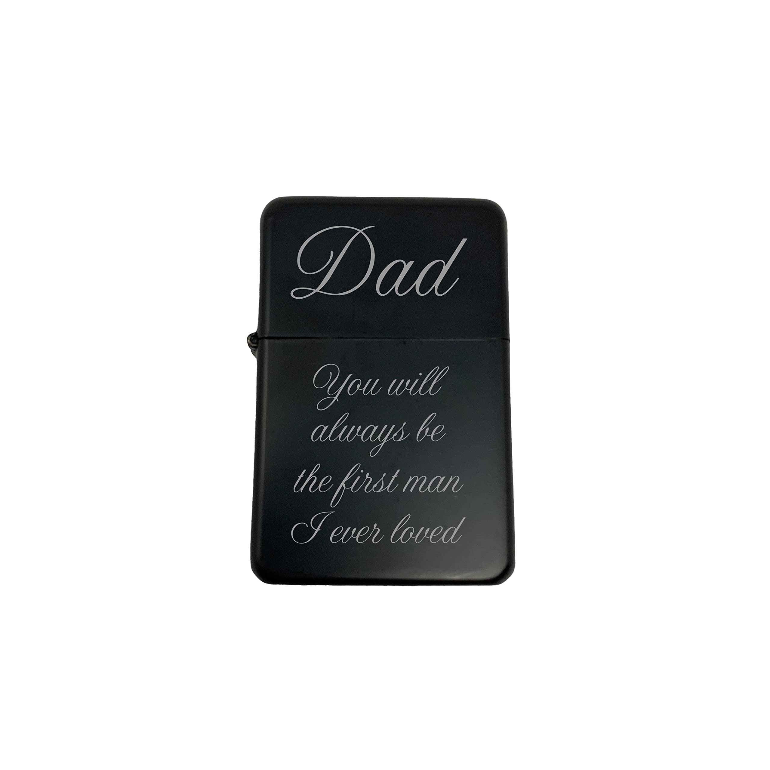 Black Lighter - Premium Windproof Butane Lighter for Dad | Perfect Father's Day Gift for Camping, BBQ & Outdoor Activities | 'You'll Always Be the First Man I Loved' Engraved