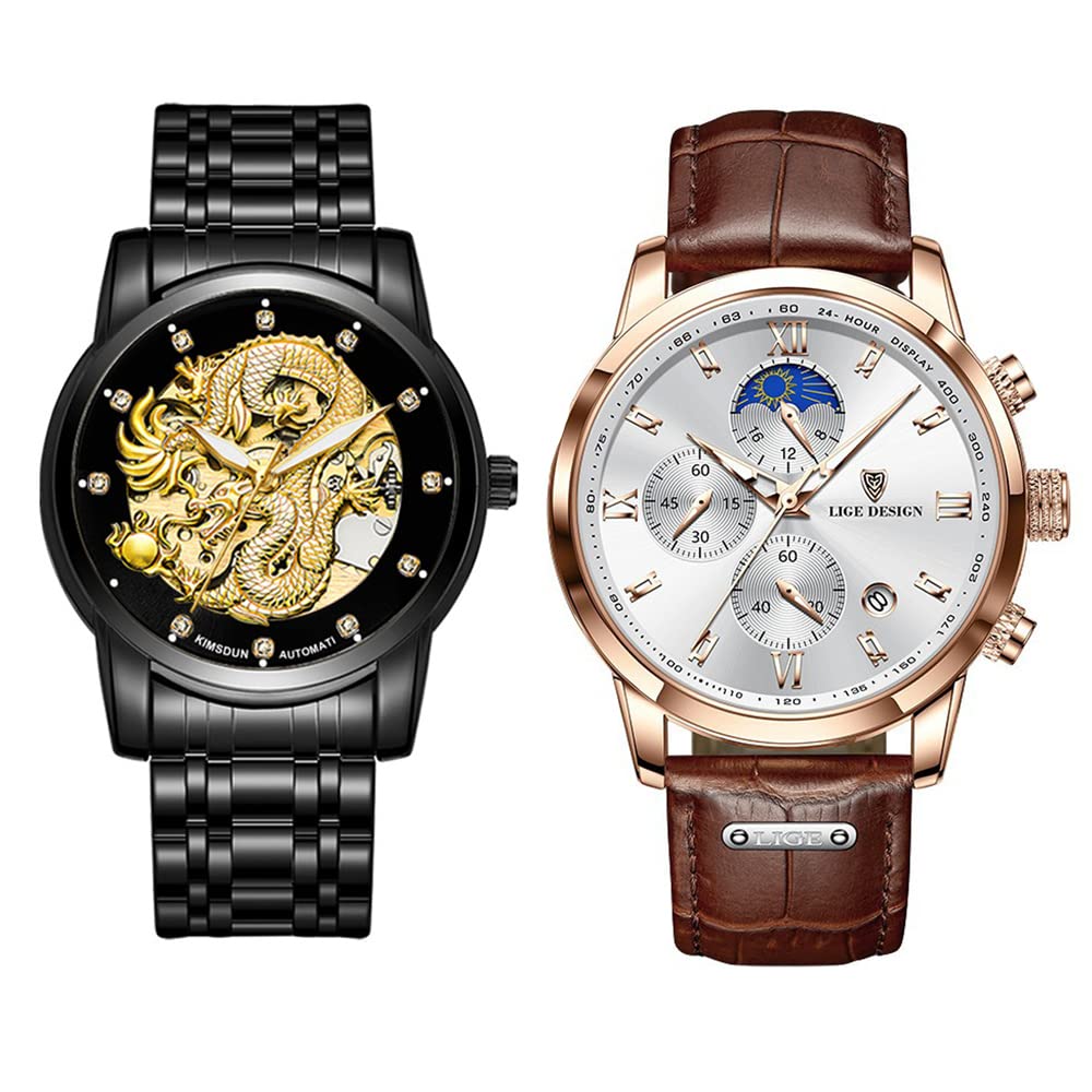 Weicam 2-Pack Luxury Waterproof Business Watches for Men & Boys - Perfect for Office, Formal Events & Daily Wear