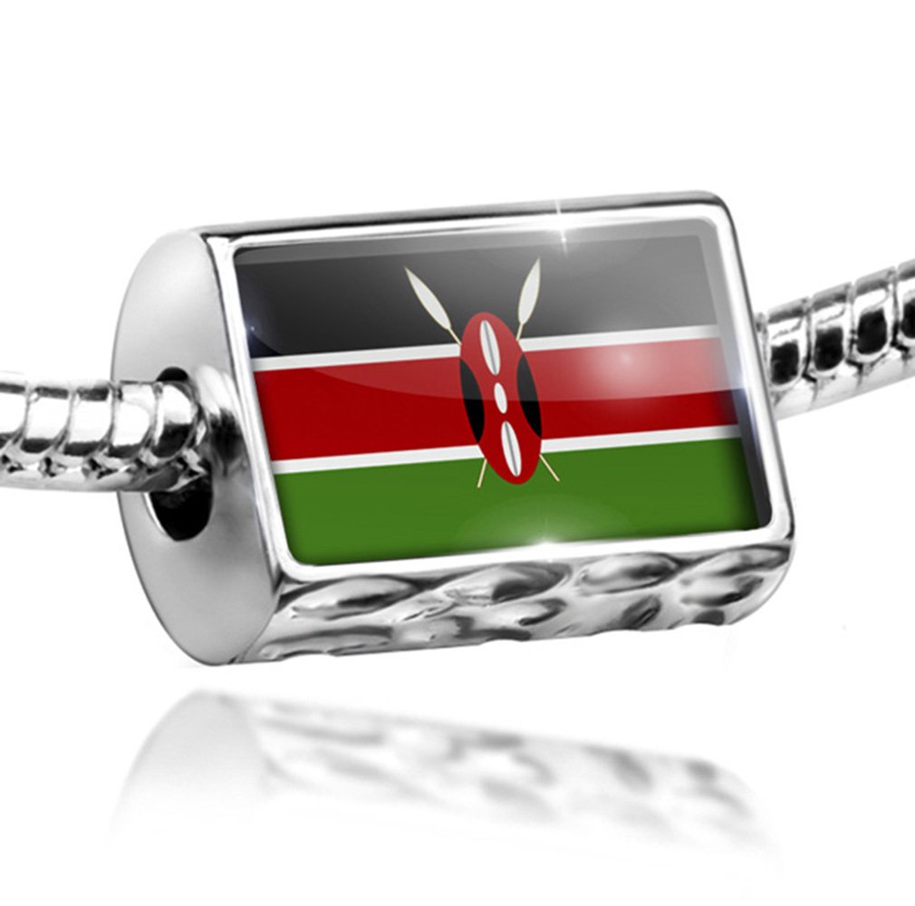 Charm Kenya Flag Bead - Compatible with All European Bracelets | Perfect for Travel Enthusiasts, Cultural Jewelry Lovers & Bracelet Customization