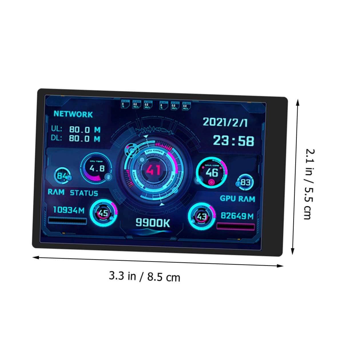 Hoement Mini USB Computer Secondary Display Monitor - Mini Screen for PC Case, ABS Material - Perfect for Gaming Rigs, Workstations & Custom PC Builds