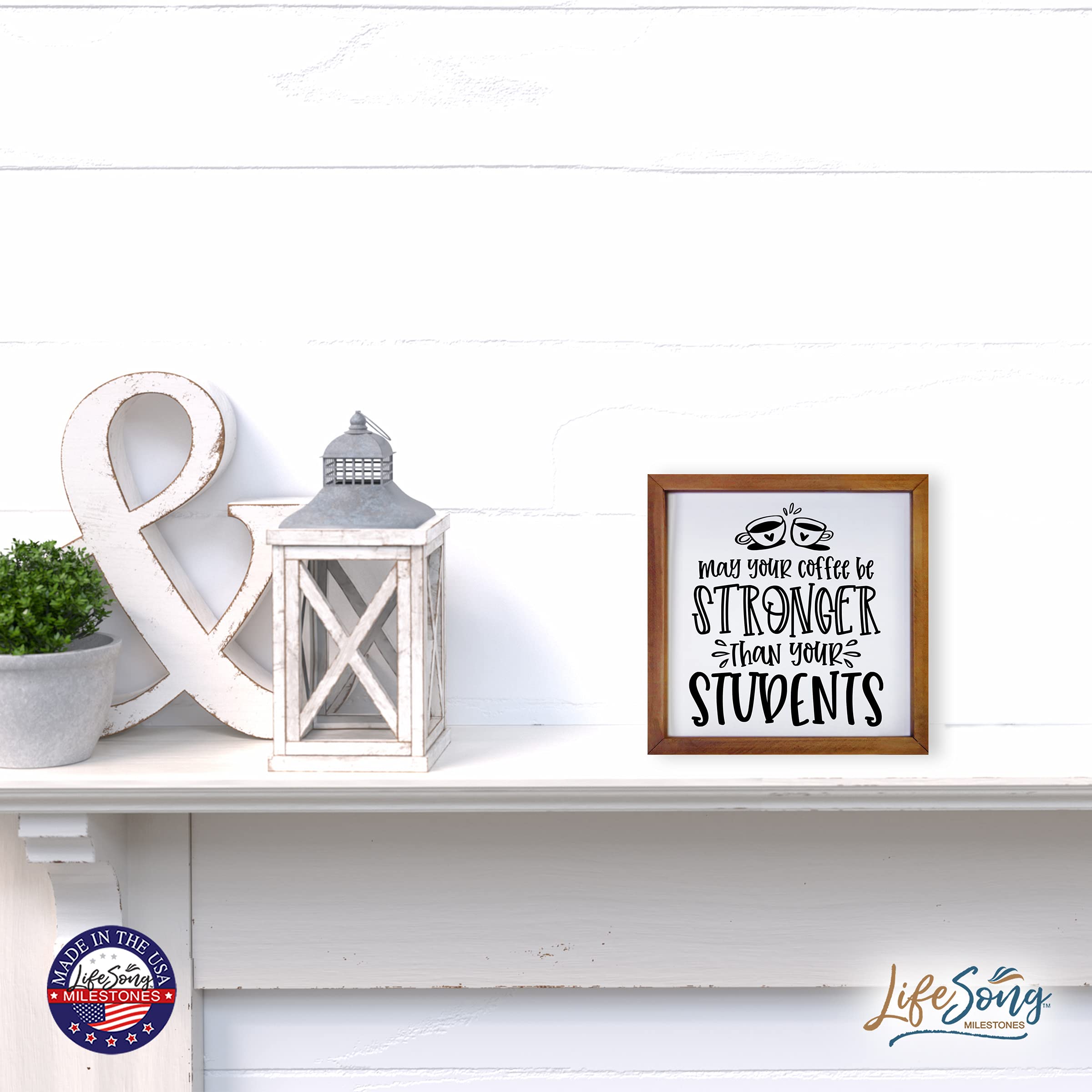 LifeSong Milestones Custom Inspirational Wooden Wall Art - 7x7 Framed Shadow Box with Modern Quotes, Perfect for Home Office Decor & Thoughtful Gifts (Walnut) | Ideal for Living Room, Bedroom or as Motivational Office Wall Art