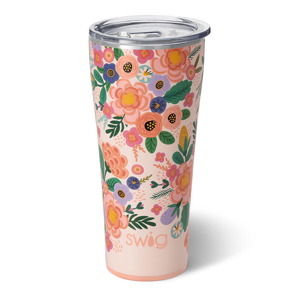 32oz Full Bloom Insulated Tumbler with Lid & Straw - Leakproof Stainless Steel Water Bottle for Hot & Cold Drinks - Perfect for Gym, Hiking, Office & Travel