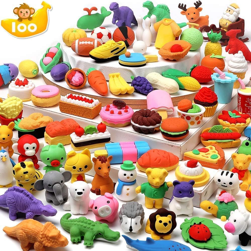 HINZER 100-Pack 3D Animal Puzzle Erasers for Kids - Fun Pull-Apart Classroom Rewards, Party Favors & School Supplies | Perfect for Treasure Box Prizes, Birthday Gifts & Back-to-School Activities