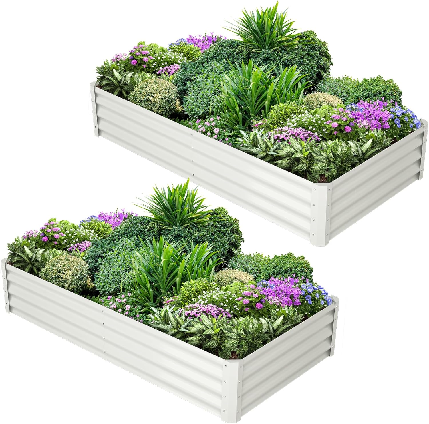 GARVEE 2 Pack 6x3x1 FT Raised Garden Beds - Galvanized Metal Planter Box with Open Base & Safety Edge | Includes Gardening Gloves | Durable Outdoor Planter for Vegetables, Flowers & Herbs | Perfect for Backyard, Patio & Urban Gardening