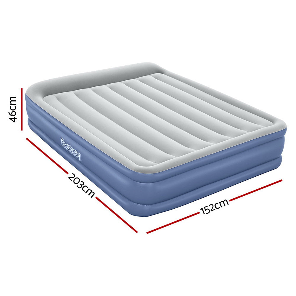 46cm Thick Inflatable Air Mattress with Built-in Pump - Queen Size for Camping, Guest Beds & Travel Comfort