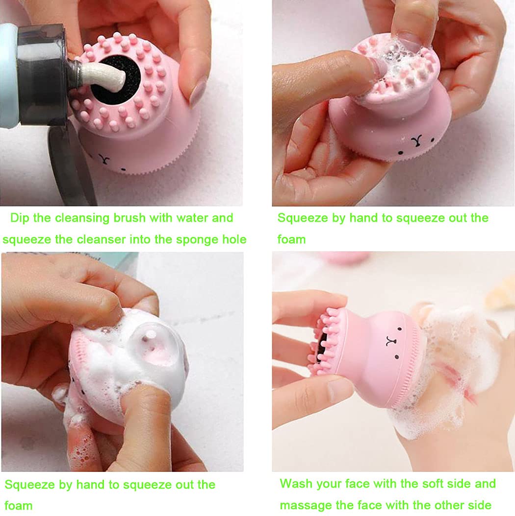 **Octopus-Shaped Silicone Facial Cleansing Brush & Massager – Gentle Exfoliating & Deep Cleaning for Smooth Skin – Handheld Face Brush (Pink & Blue, 2Pcs) – Perfect for Daily Skincare & Spa-Like Massage at Home**