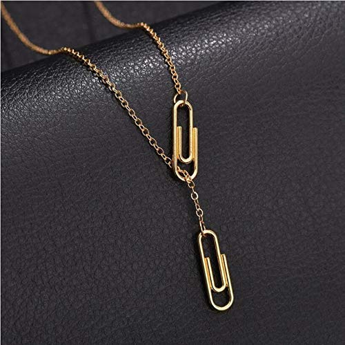 NOUMANDA Minimalist Paperclip Pendant Y Necklace - Geometric Hollow Metal Frame Jewelry for Women | Dainty Everyday Necklace, Layering Piece & Gift for Her
