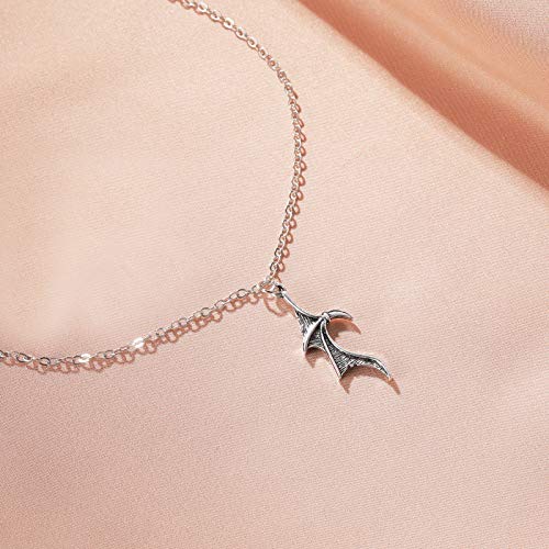 Stylish Demon Dragon Wing Love Heart Pendant Necklace for Women & Men - Couple Matching Jewelry Set, Valentine's Day Gift for Her/Him, Friendship & Family Necklace - Perfect for Anniversaries, Date Nights & Romantic Occasions