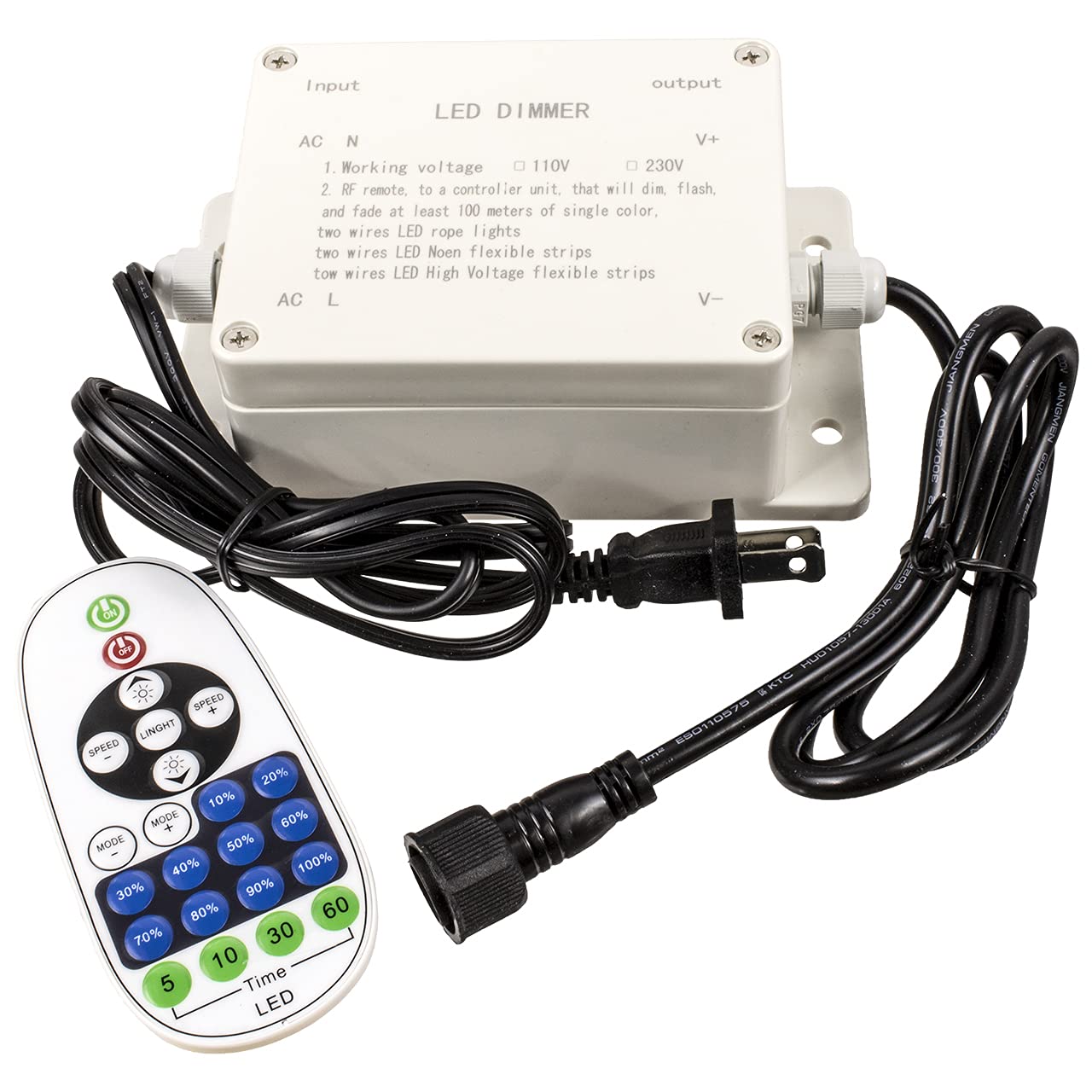 Outdoor Multi-Function LED Neon Rope Light Controller - Dimmer, Fader & Flasher for 120V - Perfect for Patio, Garden & Party Lighting Decorations