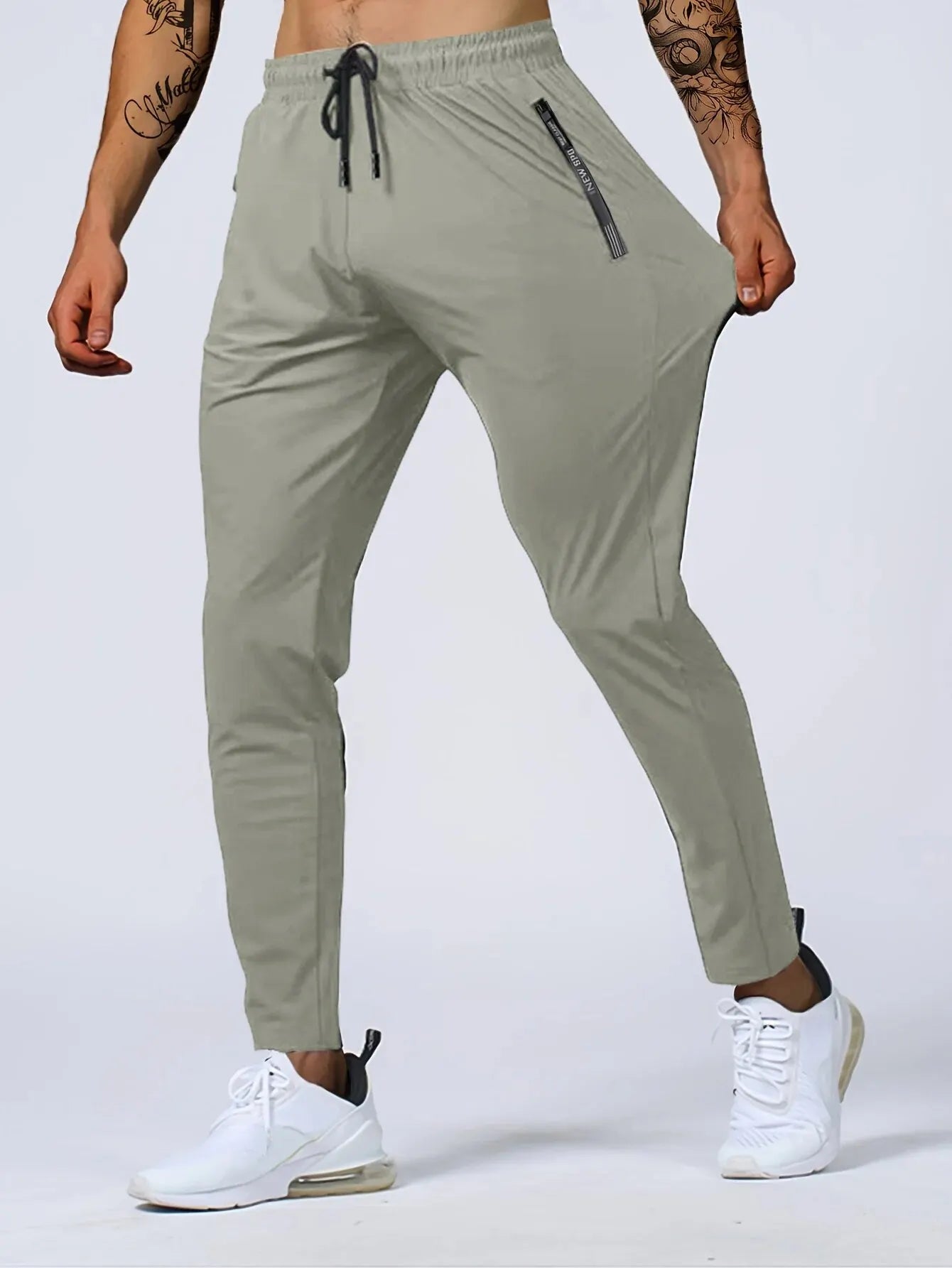 Men's Quick-Drying Breathable Joggers with Waist Drawstring - High Stretch Athletic Pants for Running, Gym Workouts & Casual Wear | Fitness & Lounge Comfort