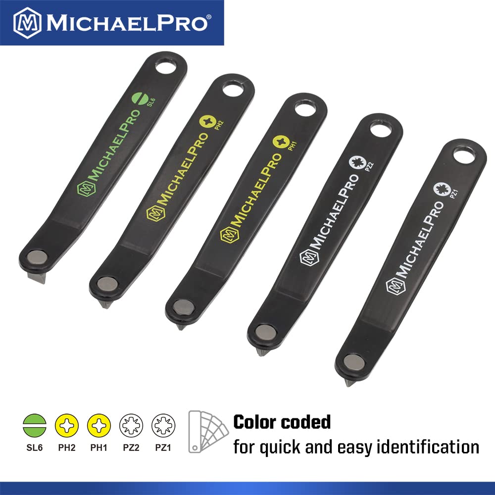 MichaelPro 5-Piece Ultra Low Profile Offset Screwdriver Set - Slim Angled Screwdrivers for Tight Spaces (Phillips/Slotted/Pozi) | MP002028 | Perfect for Electronics Repair, Automotive Work & DIY Projects