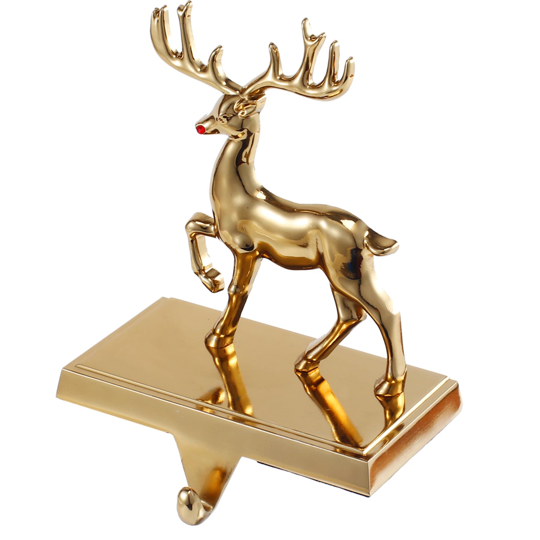 4-Pack Antique Gold Christmas Stocking Holders for Fireplace Mantel - Snowflake, Snowman, Reindeer & Tree Design - Durable Metal Hooks for Holiday Decor - Perfect for Christmas Home Decor & Gift Hanging