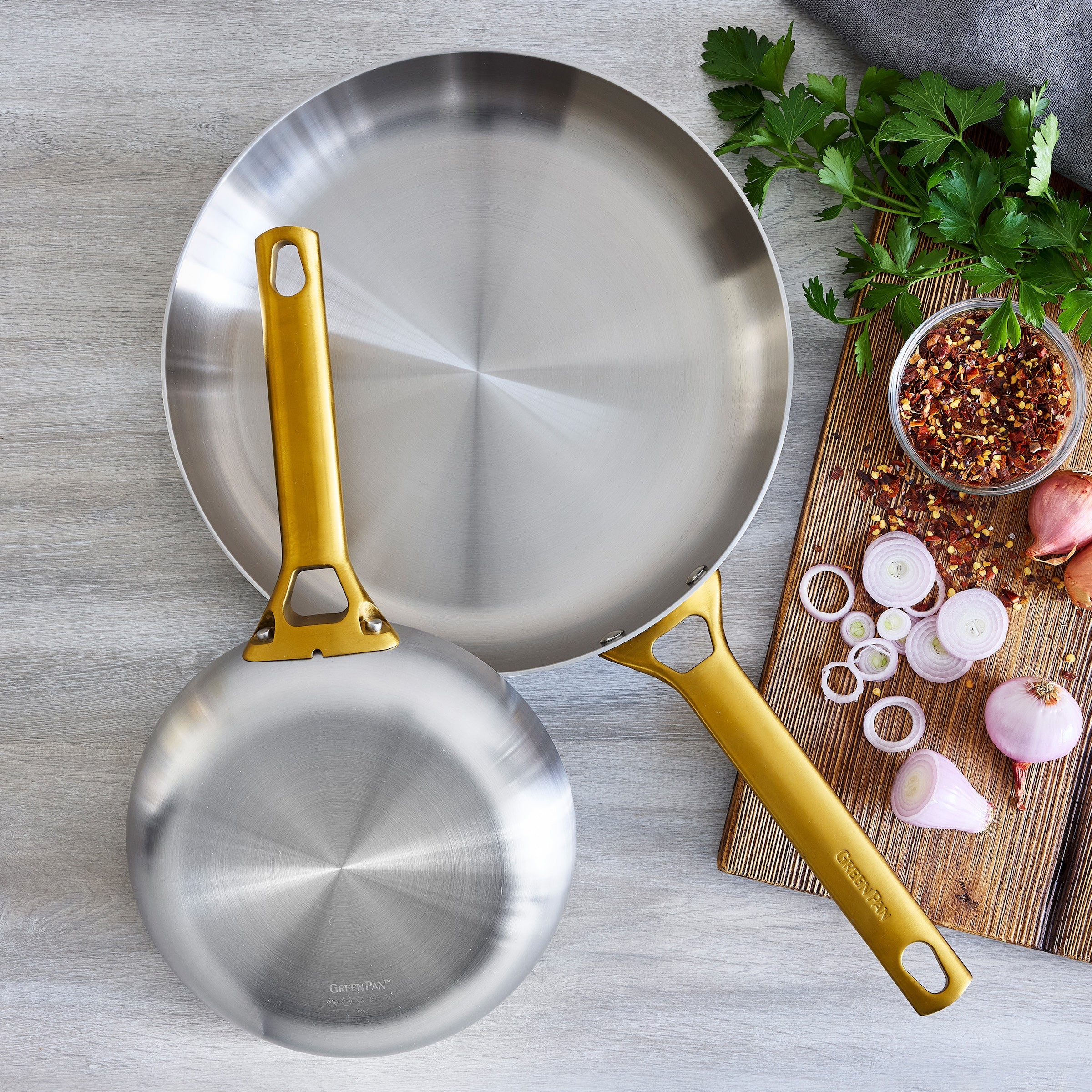 Premium Stainless Steel 10-inch & 12-inch Fry Pan Set - Nonstick Cookware for Professional Cooking & Home Kitchen Use