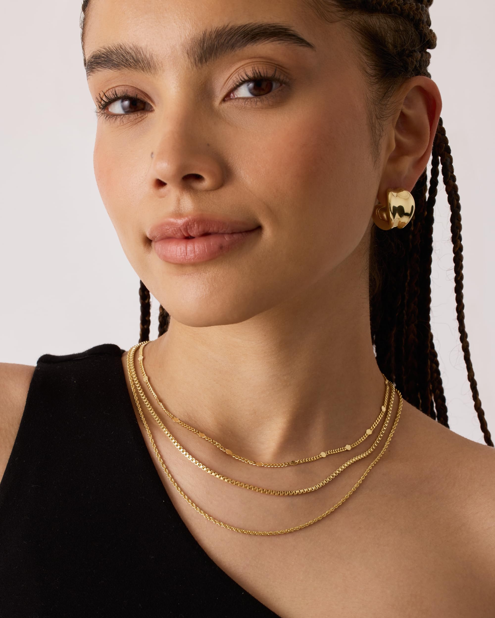 PAVOI 14K Gold Plated Layered Necklace Set for Women - Satellite, Box & Rope Chain Necklaces | Perfect for Layering, Everyday Wear & Gift Giving
