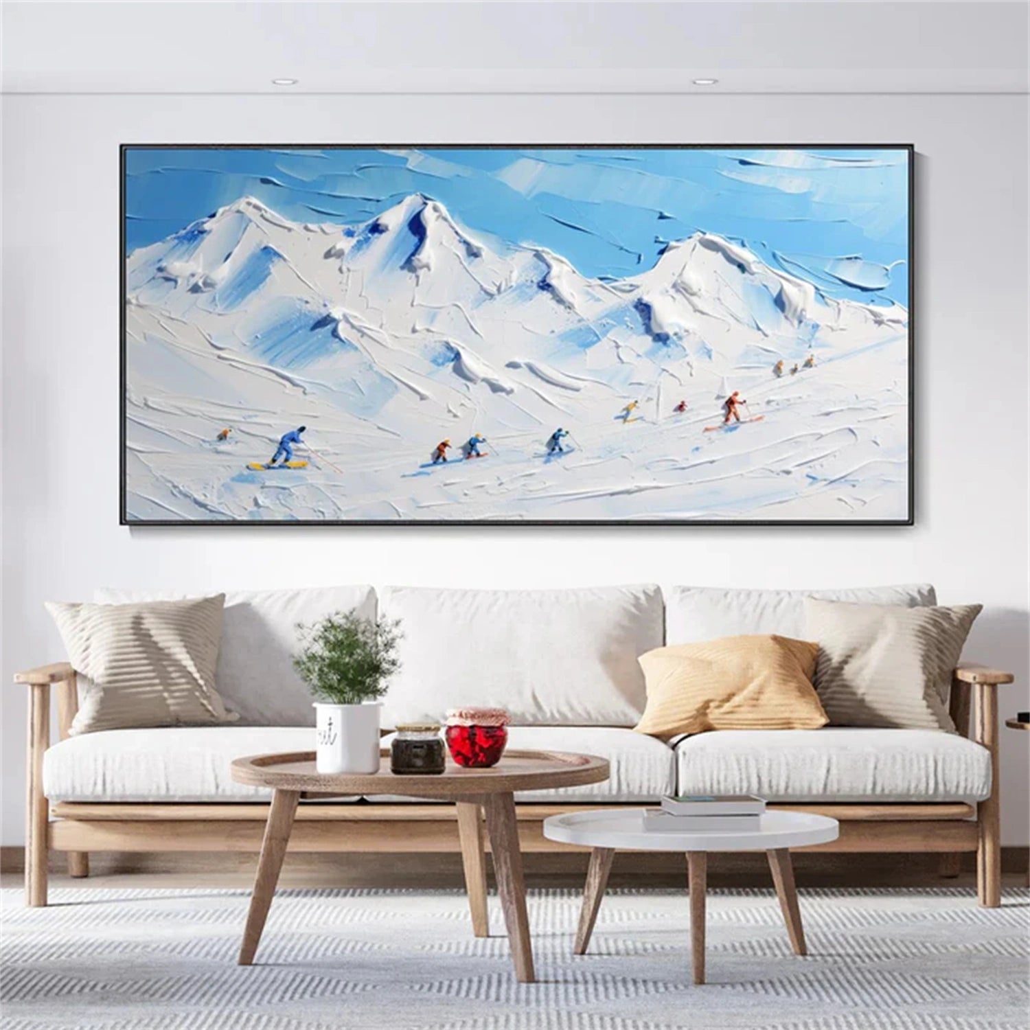 SP041 Textured Canvas Art Print - Skiing Sport Painting for Wall Decor, Perfect for Living Room, Bedroom & Office
