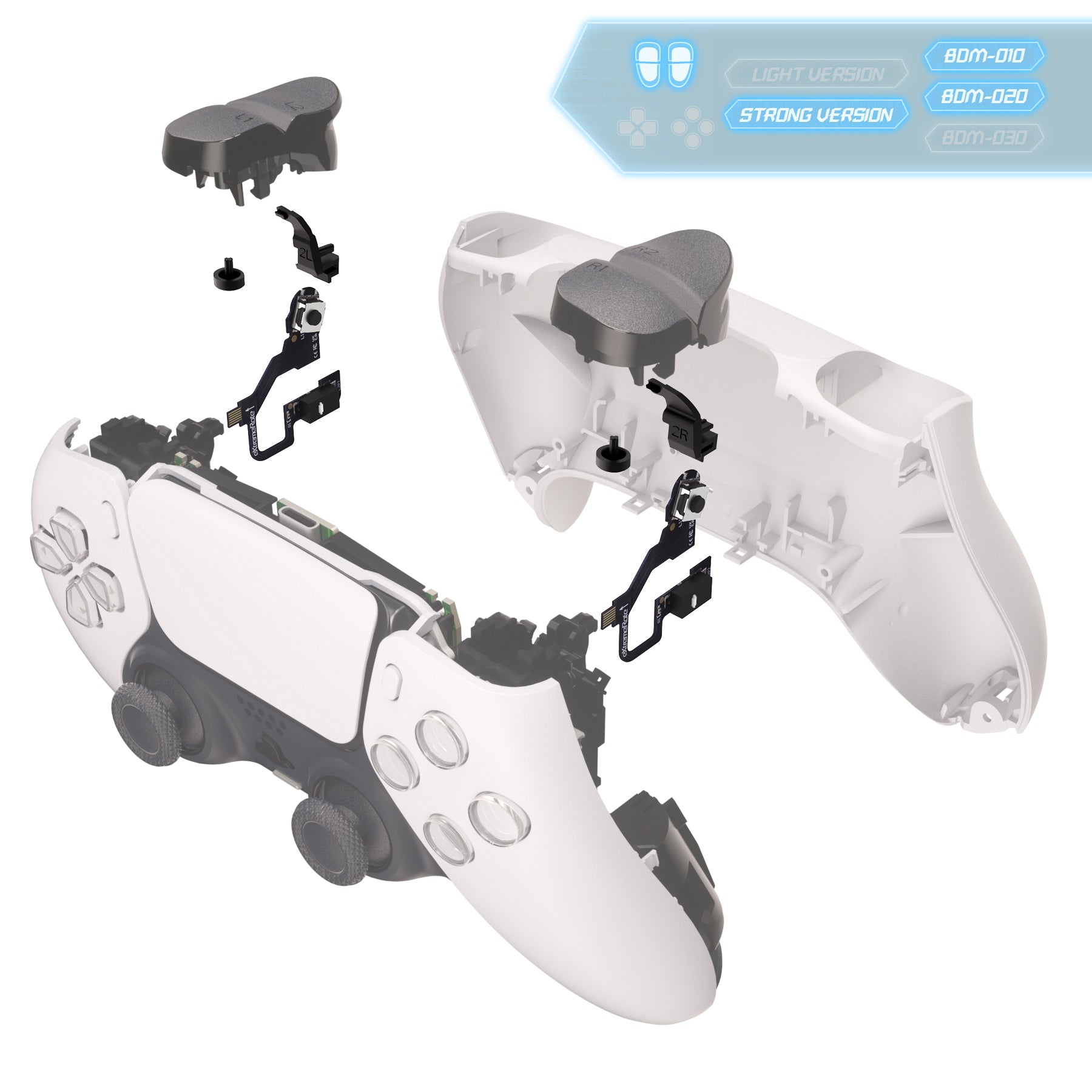 eXtremeRate Micro Switch Strong Version Tactile Clicky Hair Trigger Kit V2 for PS5 Controller BDM-010/020 - Ergonomic L2R2 Tactile L1R1 Mouse Click Shoulder Buttons - Enhance Gaming Performance for FPS, Racing & Competitive Play