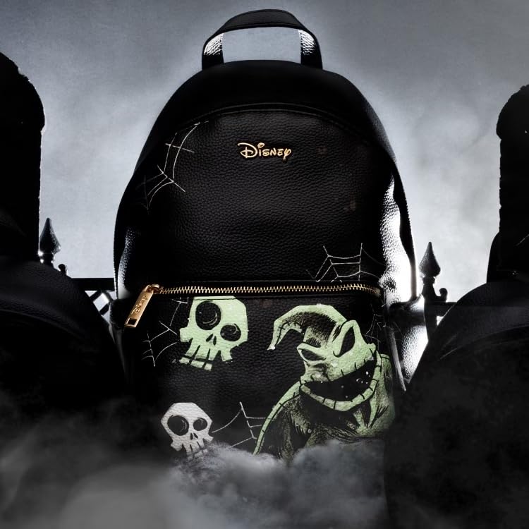 Disney Nightmare Before Christmas Oogie Boogie 12 Inch Vegan Leather Mini Backpack for Women & Teens - Halloween Cosplay, Theme Park Accessory, Anime Convention Bag