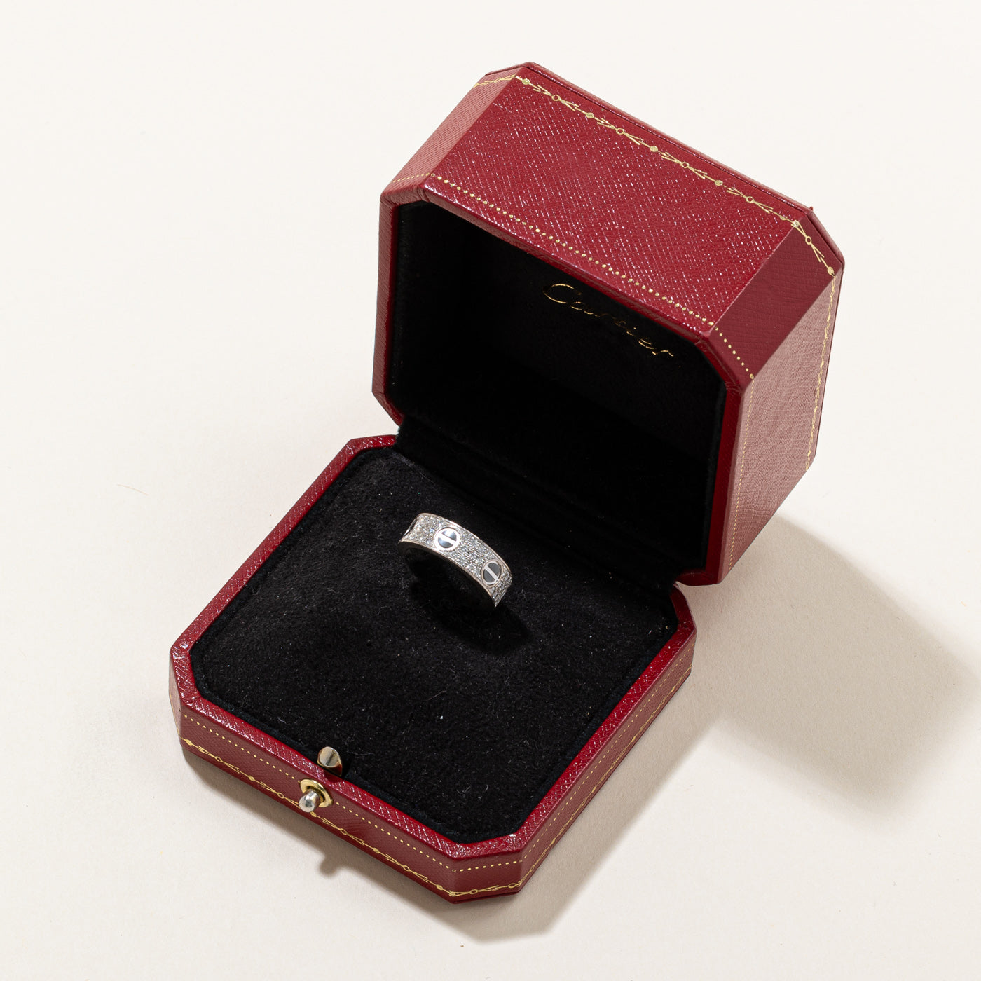 Cartier Diamond Paved Ceramic Love Ring - 0.74 Carat Total Weight (CTW) | Size 5.5 | Luxury Wedding Band, Anniversary Gift for Her | Perfect for Engagements, Proposals & Special Occasions