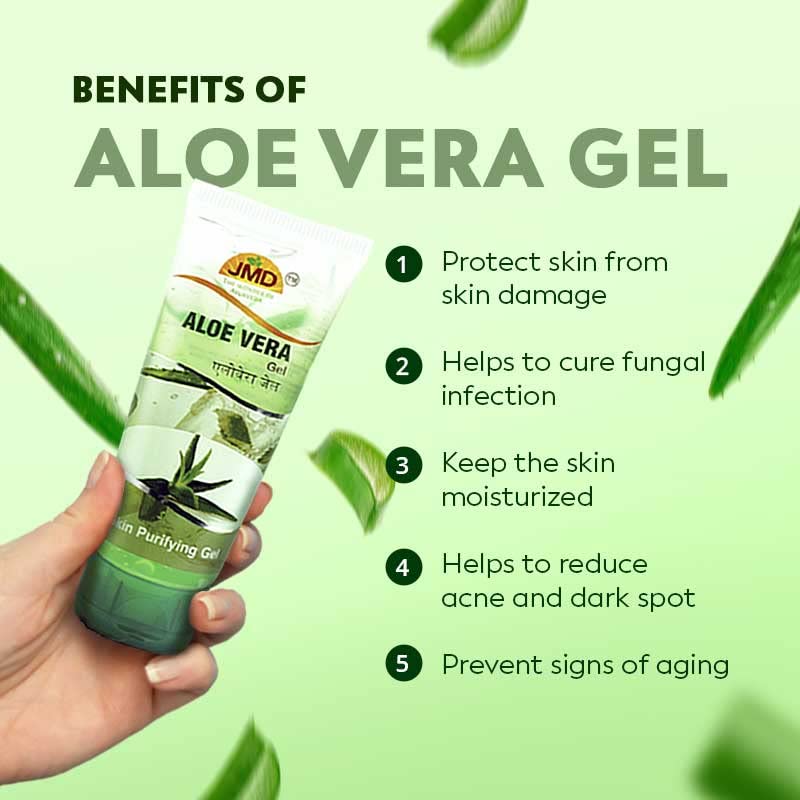Jmd Medico Aloe Vera Face Gel - 100g | Hydrating & Soothing Skin Care for Dry & Sensitive Skin | Perfect for Daily Moisturizing & Sunburn Relief
