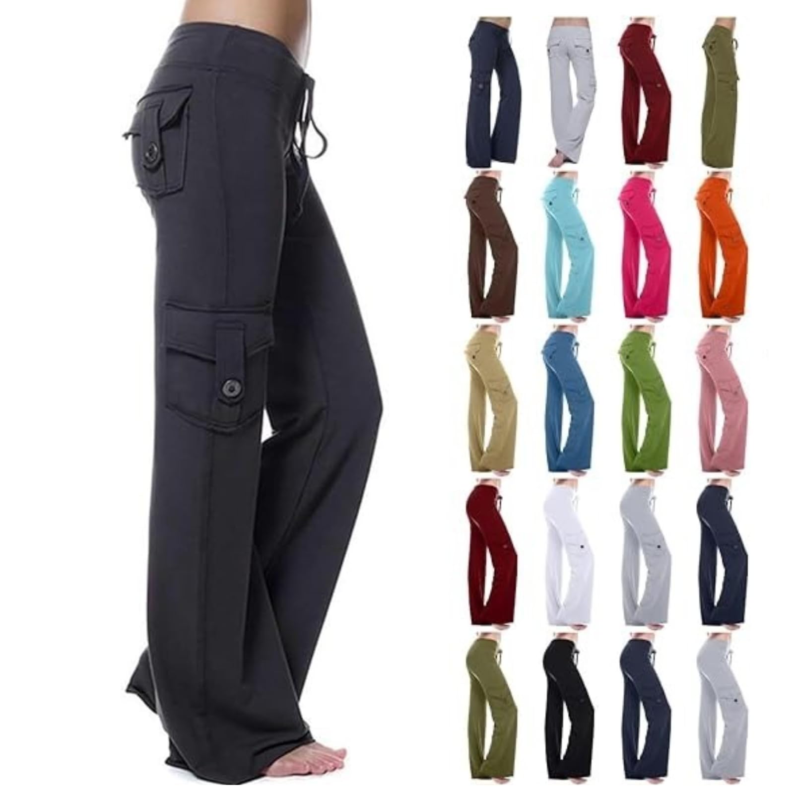 Women's Wide Leg Yoga Pants with Pockets - Plus Size Flare Leggings & Cargo Pants for Yoga, Lounge & Casual Wear - Comfortable Baggy Pants for Workout, Running & Everyday Use
