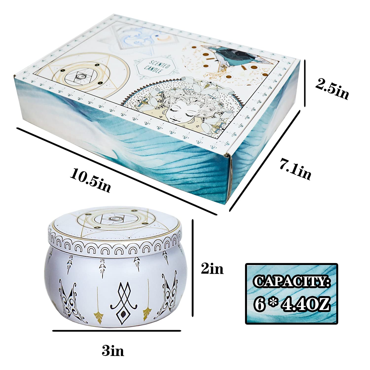 **Luxury Scented Candle Gift Set for Women - Jasmine, Rose, Peony & Camellia Aromatherapy Soy Candles (4.5oz, 6-Pack) - Perfect for Relaxation, Spa Nights & Home Decor**