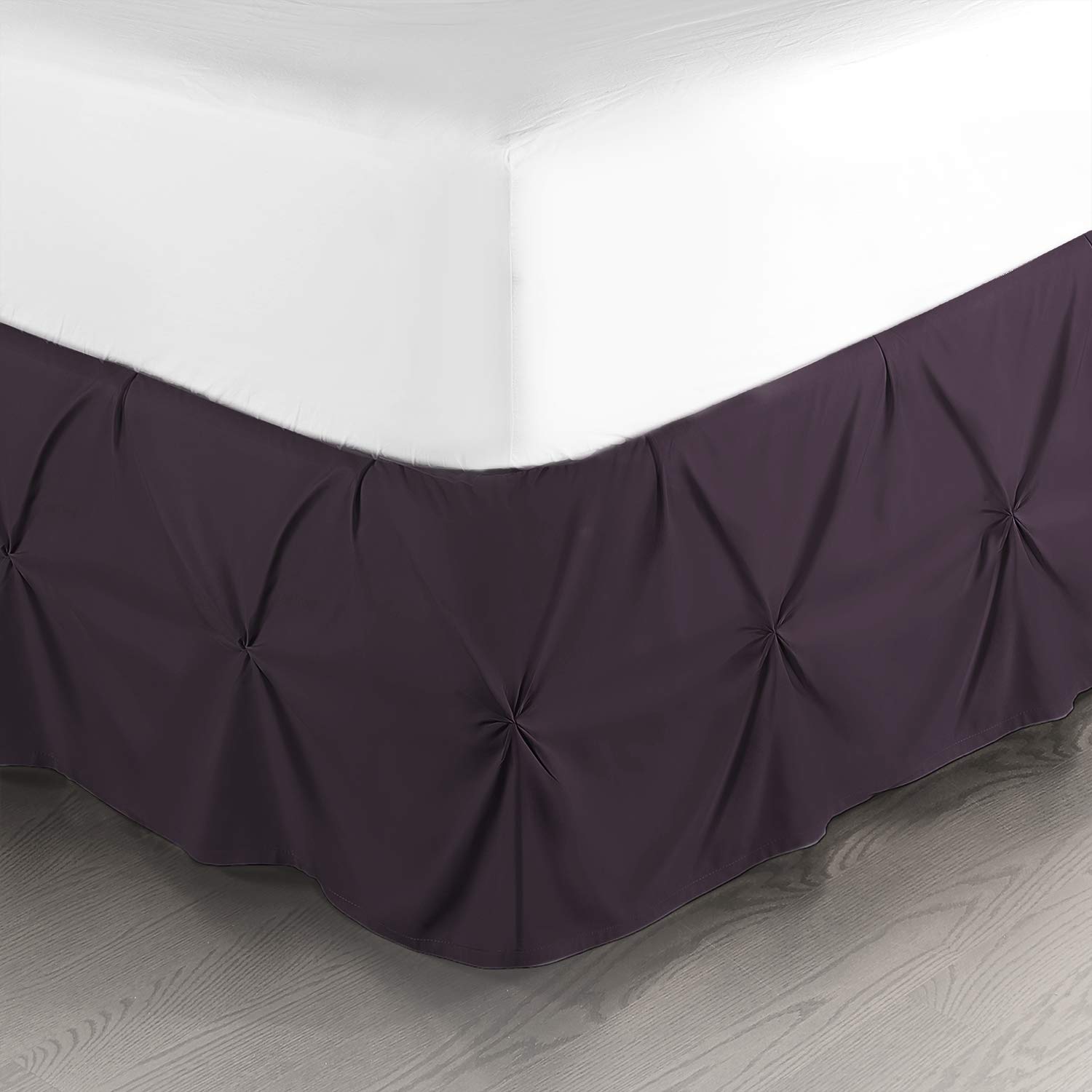 Premium Purple Pinch Pleat Queen Bed Skirt - 14 Inch Drop Hotel Quality Microfiber Bedskirt for Queen Size Beds | Perfect for Home Decor, Guest Rooms & Luxury Bedroom Styling